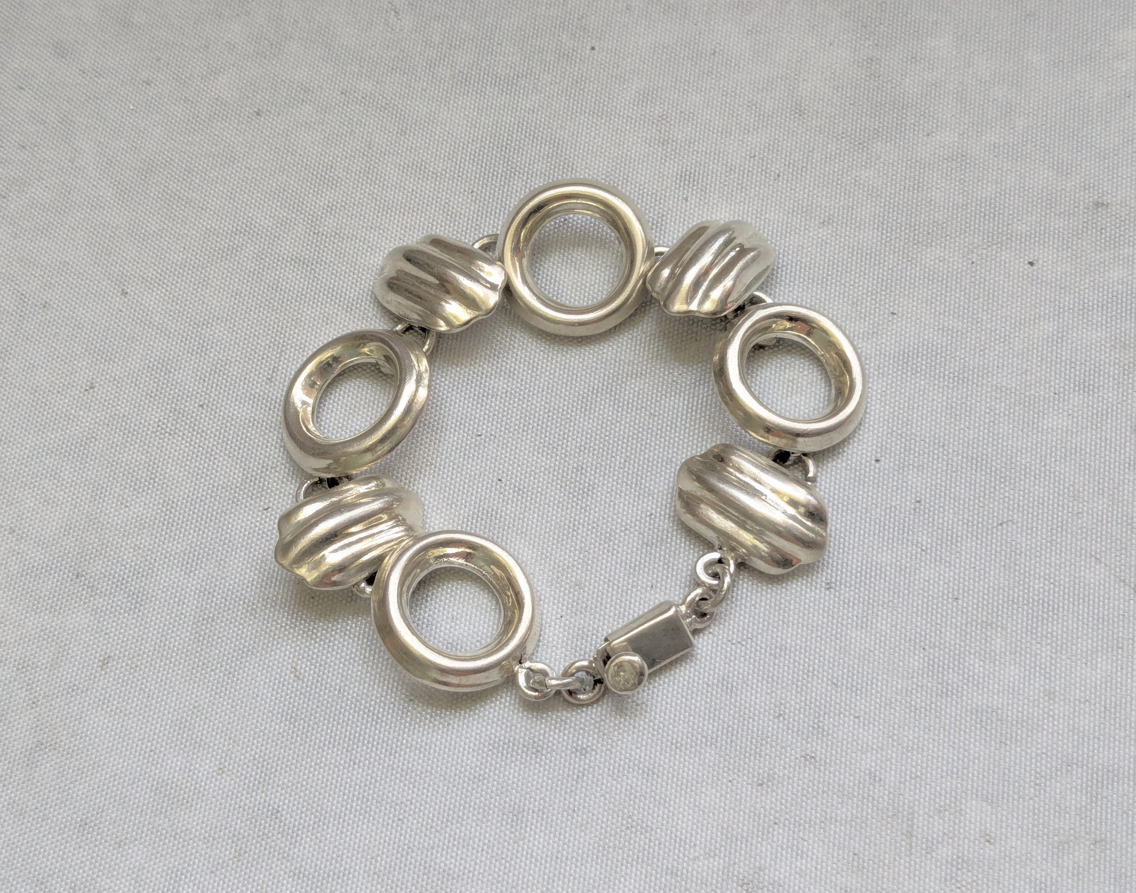 Vintage Vintage Sterling Silver Bracelet Taxco 6.75" Hollow Mexico Size ONE SIZE - 2 Thumbnail