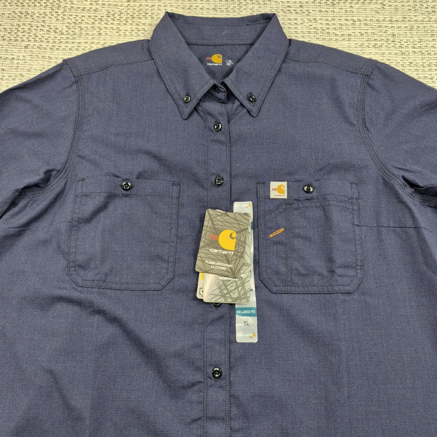 Carhartt Carhartt FR Force Button Up Shirt Womens XL Blue Flame Resistant Long Sleeve Size XL / US 12-14 / IT 48-50 - 4 Thumbnail