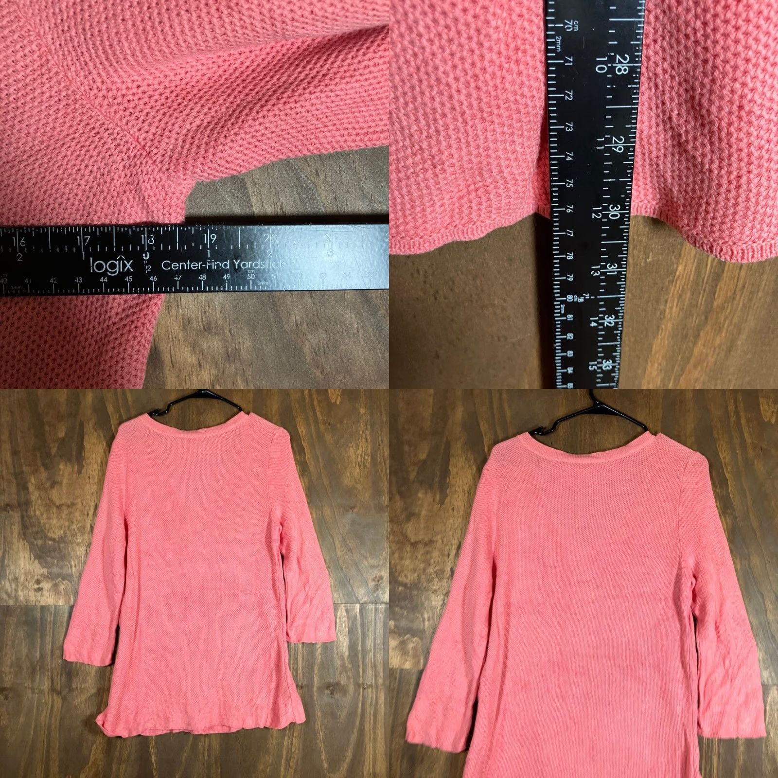 J. Jill J.Jill Womens Sweater Henley 3/4 Sleeve 100% Cotton Large Coral Knit V-Neck Shirt Size L / US 10 / IT 46 - 8 Thumbnail