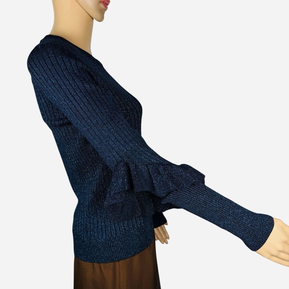 Elie Tahari Elie Tahari Hope Ribbed Knit Navy Sparkle Sweater Size XS Size XS / US 0-2 / IT 36-38 - 3 Thumbnail