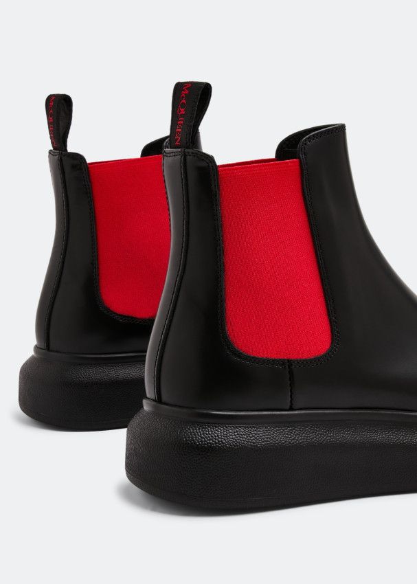 Alexander McQueen o1y0225 Ankle Boots in Black & Red Size US 7 / IT 37 - 2 Thumbnail