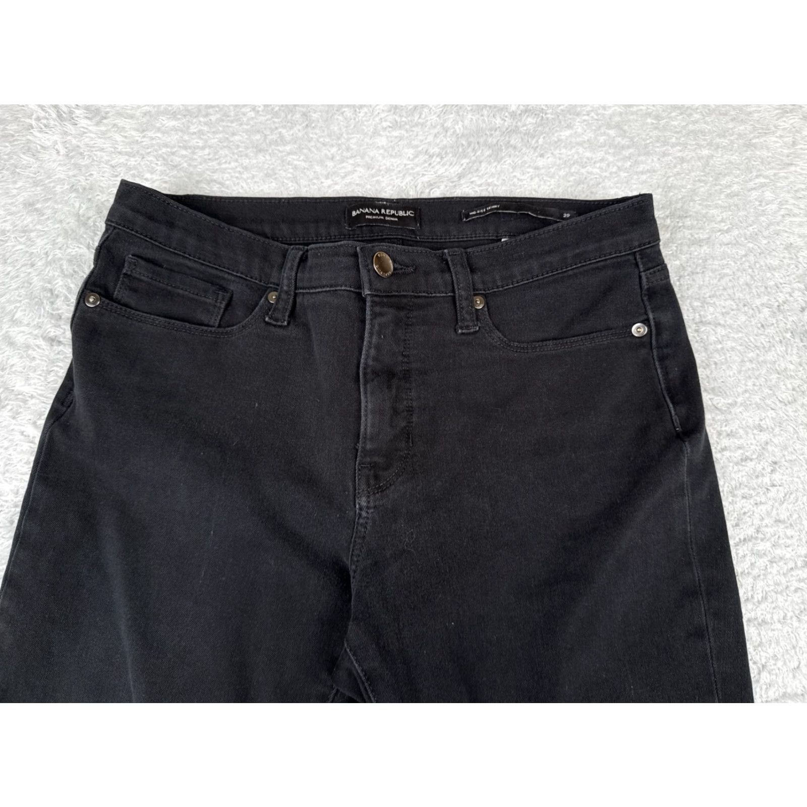 Banana Republic Banana Republic Jeans Women 29 Black Denim Skinny Mid Rise Cotton 29x25 Womens Size 29" - 4 Thumbnail