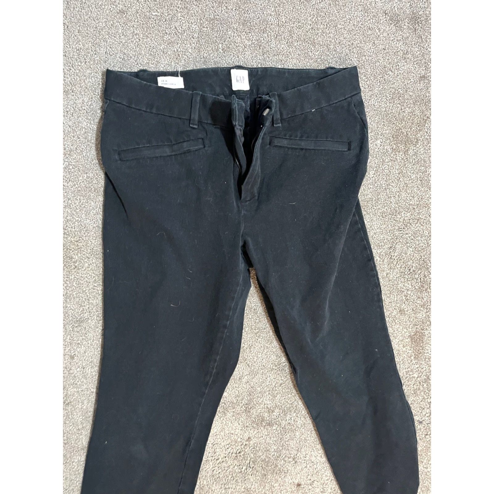 Gap WOMEN'S GAP BLACK CHAMBRAY SKINNY ANKLE PANTS SIZE 10R REGULAR BUSINESS CASUAL Size 32" / US 10 / IT 46 - 2 Thumbnail