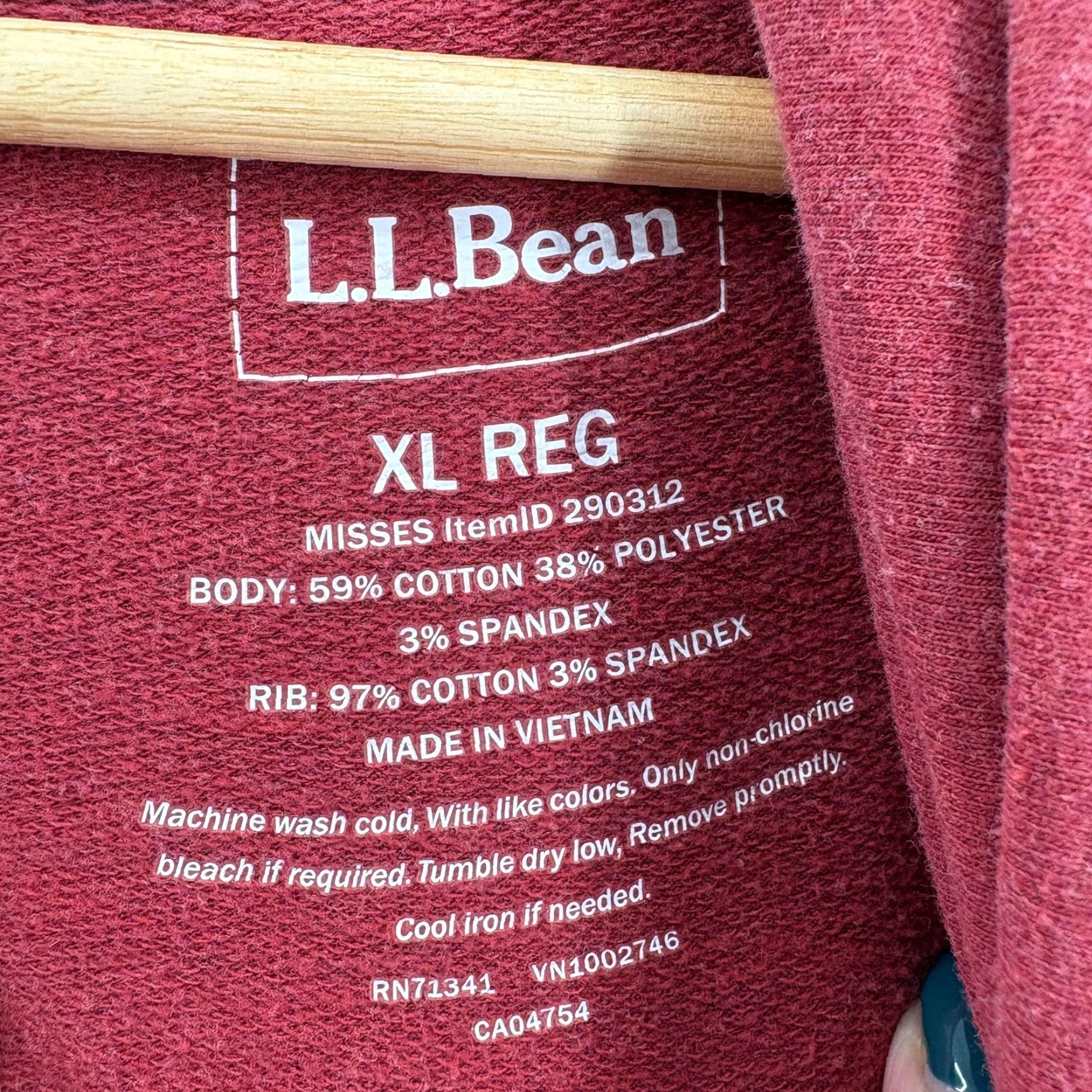 Vintage L.L.Bean Cozy Pullover Womens XL Red Cowl Neck Kangaroo Pocket Stretch Sweatshirt Casual Knit Size XL / US 12-14 / IT 48-50 - 4 Thumbnail