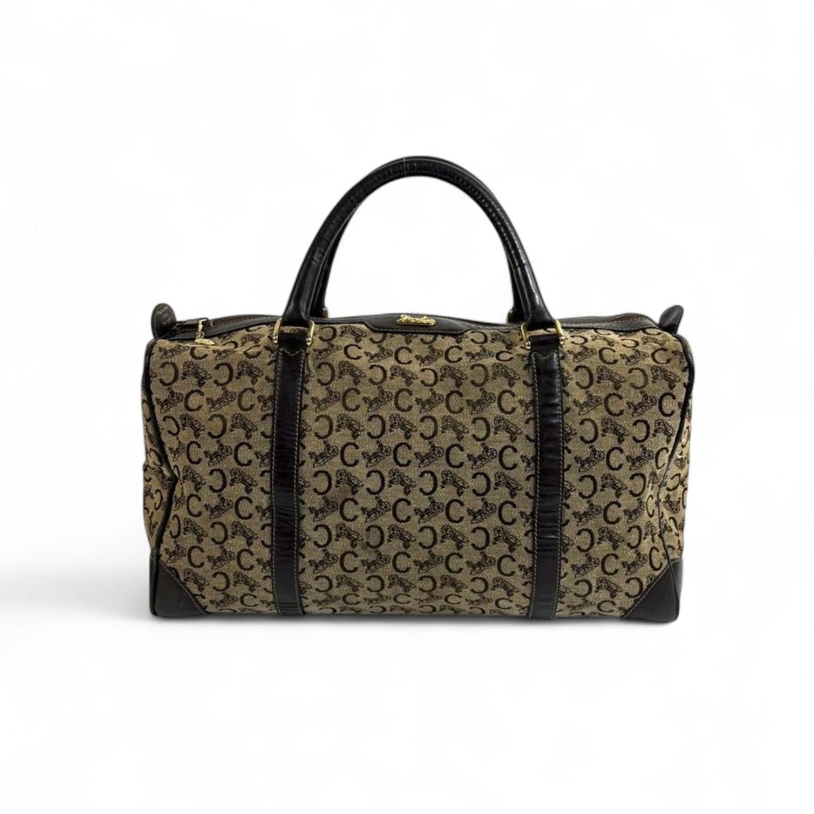 Celine Celine - Vintage Monogram Canvas Handbag with Black Leather Size ONE SIZE - 3 Thumbnail