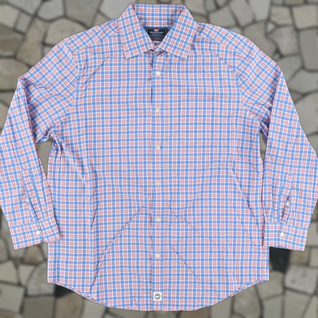 Vineyard Vines Vineyard Vines Performance Murray Plaid Button Up Shirt Blue Men's L Size US L / EU 52-54 / 3 - 1 Thumbnail