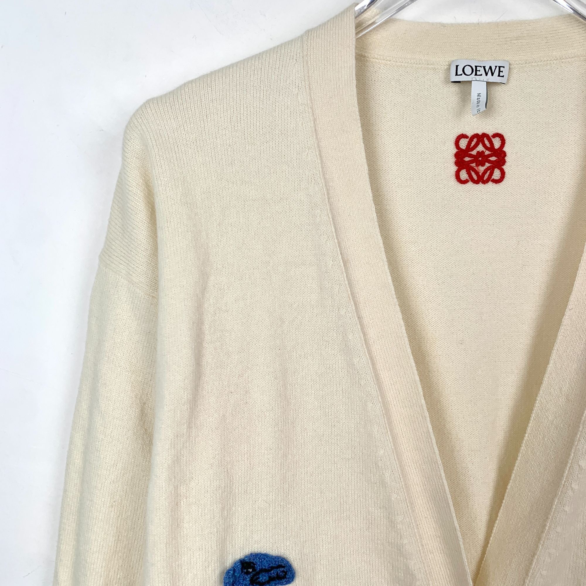 Loewe Loewe Beige Logo Embroidered Wool V-Neck Cardigan (Size XS) Size XS / US 0-2 / IT 36-38 - 5 Thumbnail