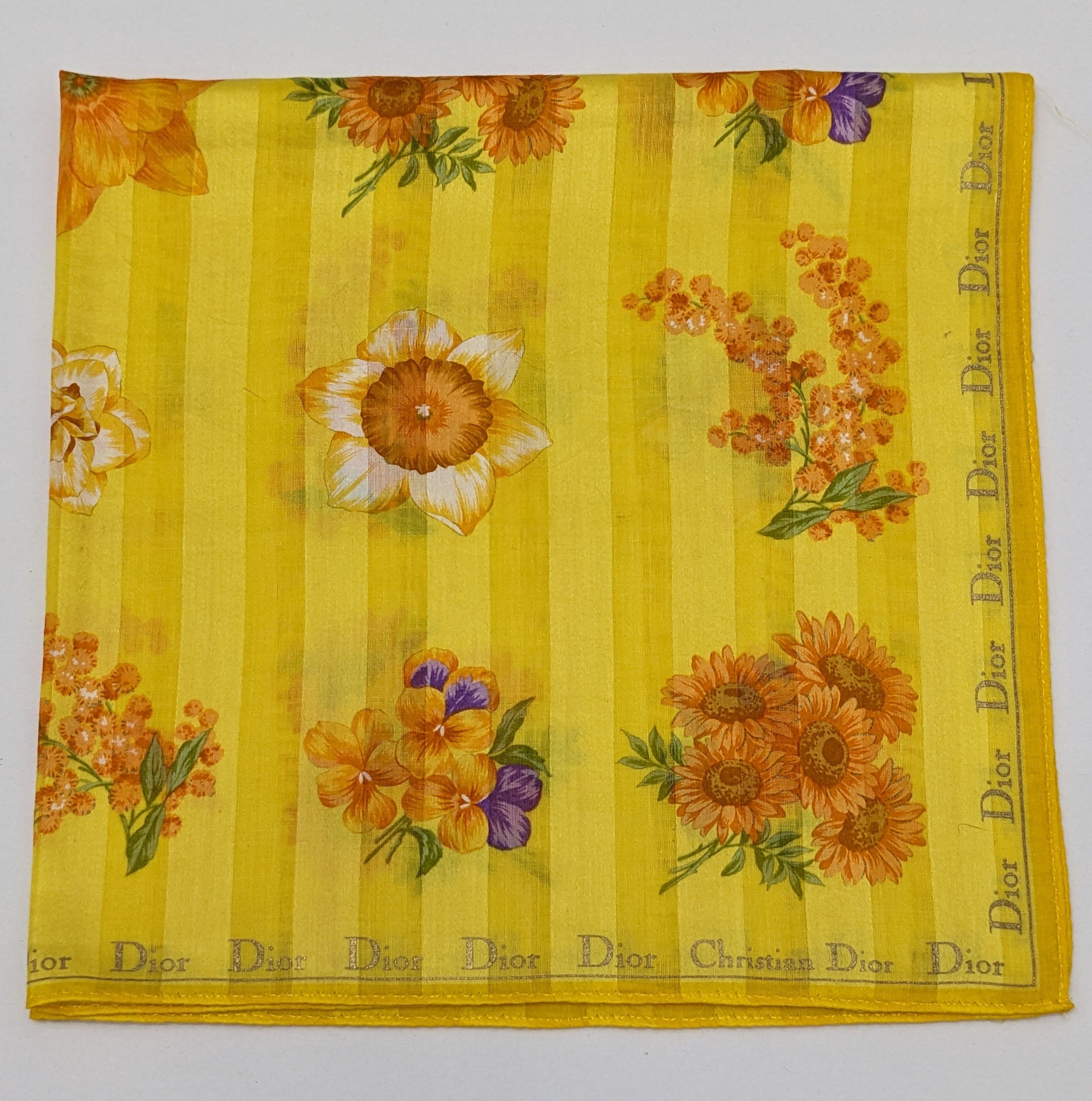Dior Christian Dior "Sunny Garden" Striped Floral Handkerchief Size ONE SIZE - 1 Thumbnail