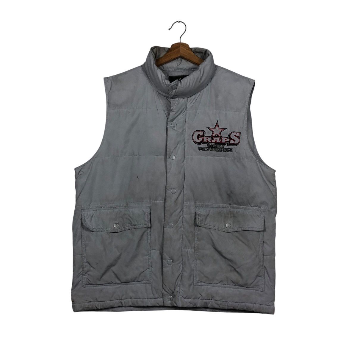 Japanese Brand 📌Vintage Biker Vest Jacket Puffer Craps Big Logo Size US L / EU 52-54 / 3 - 3 Thumbnail