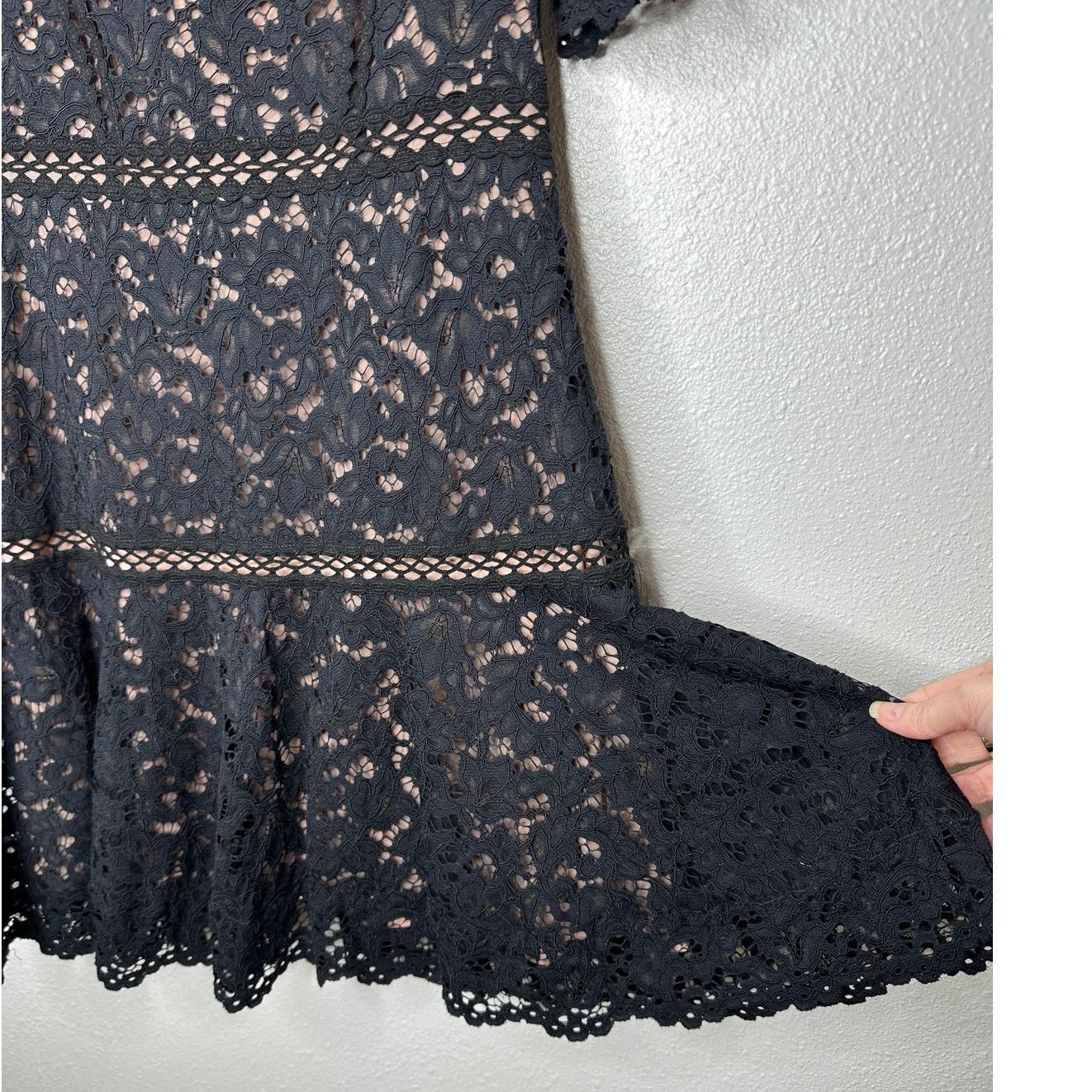 Jonathan Simkhai Jonathan Simkhai Black Eyelet Nude Lining Puff Sleeve Mini 4 Size S / US 4 / IT 40 - 2 Thumbnail