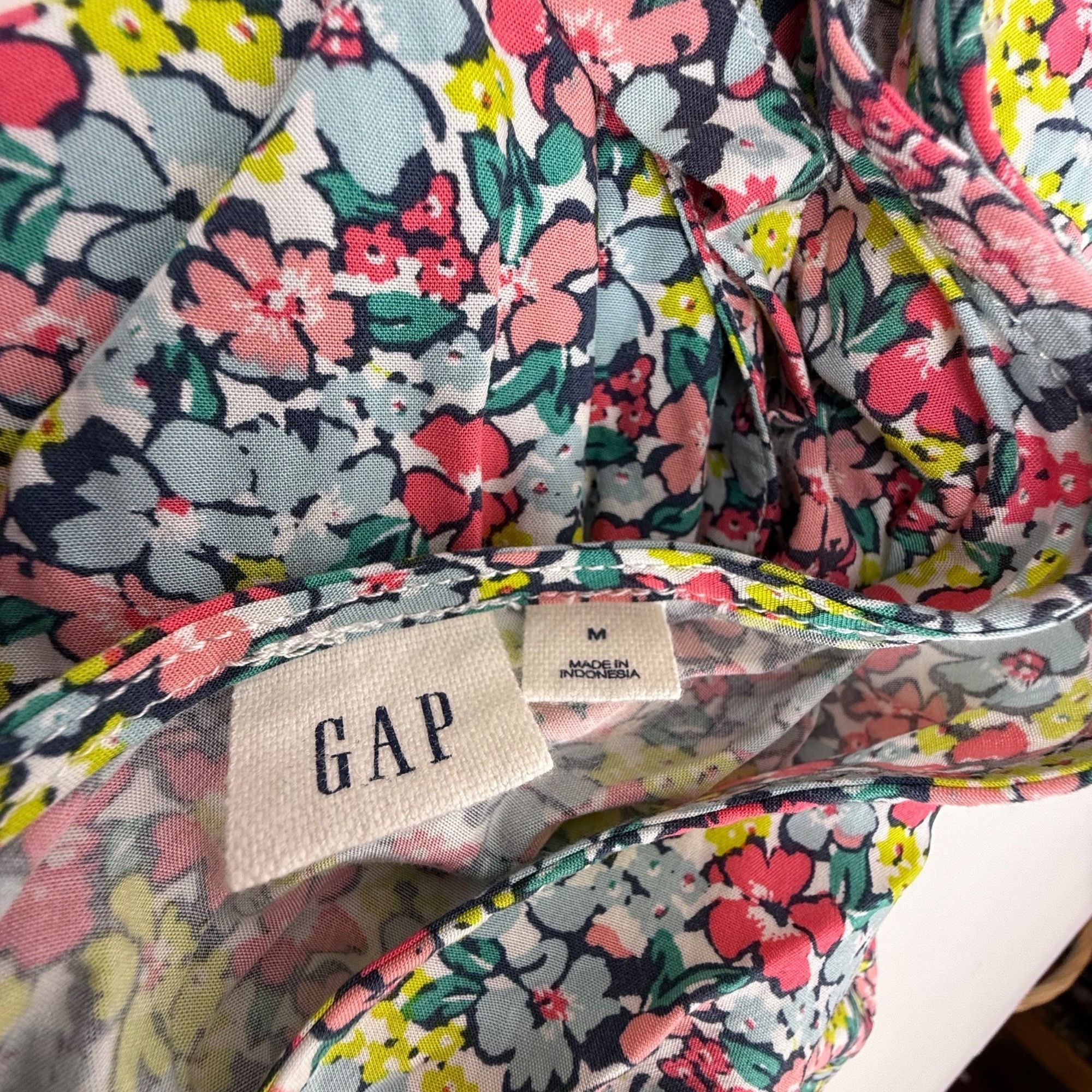 Gap Gap Women's Sleeveless Multicolor Floral Tie-Back V-Neck Shi Size M / US 6-8 / IT 42-44 - 3 Thumbnail