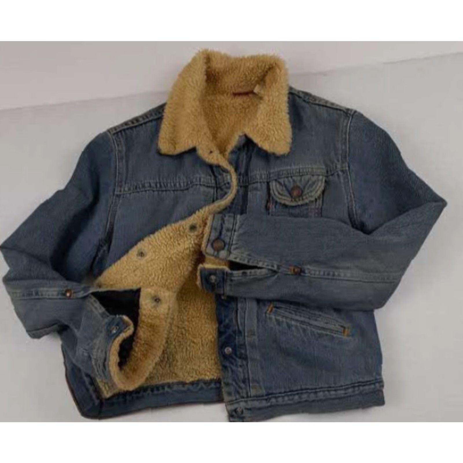 Vintage VINTAGE Levis Jacket Woman Junior Medium Sherpa Lined Blue Denim Bomber Western Outdoor Wear Womens Size 32" / US 10 / IT 46 - 5 Thumbnail