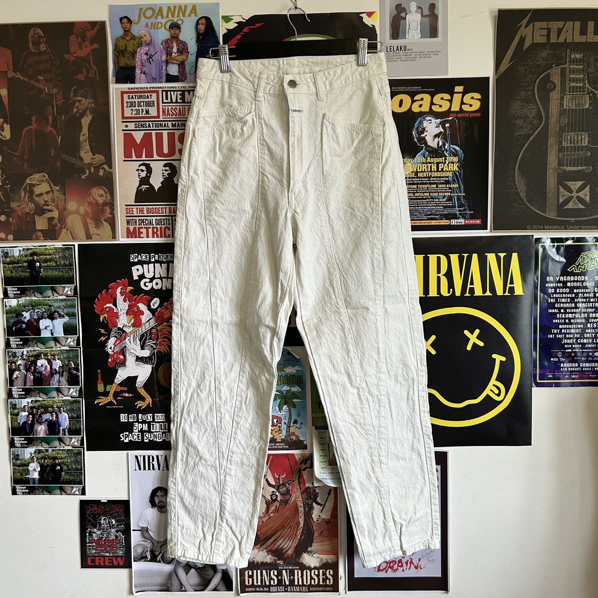 Edwin Vintage Edwin Rare Design White Denim Size US 29 - 1 Thumbnail