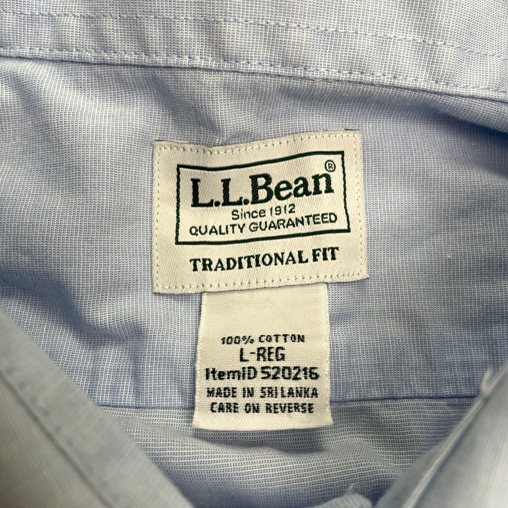 Vintage L.L. Bean Shirt Mens Large Blue Short Sleeve Pocket Work Cotton Traditional Fit Size US L / EU 52-54 / 3 - 6 Thumbnail