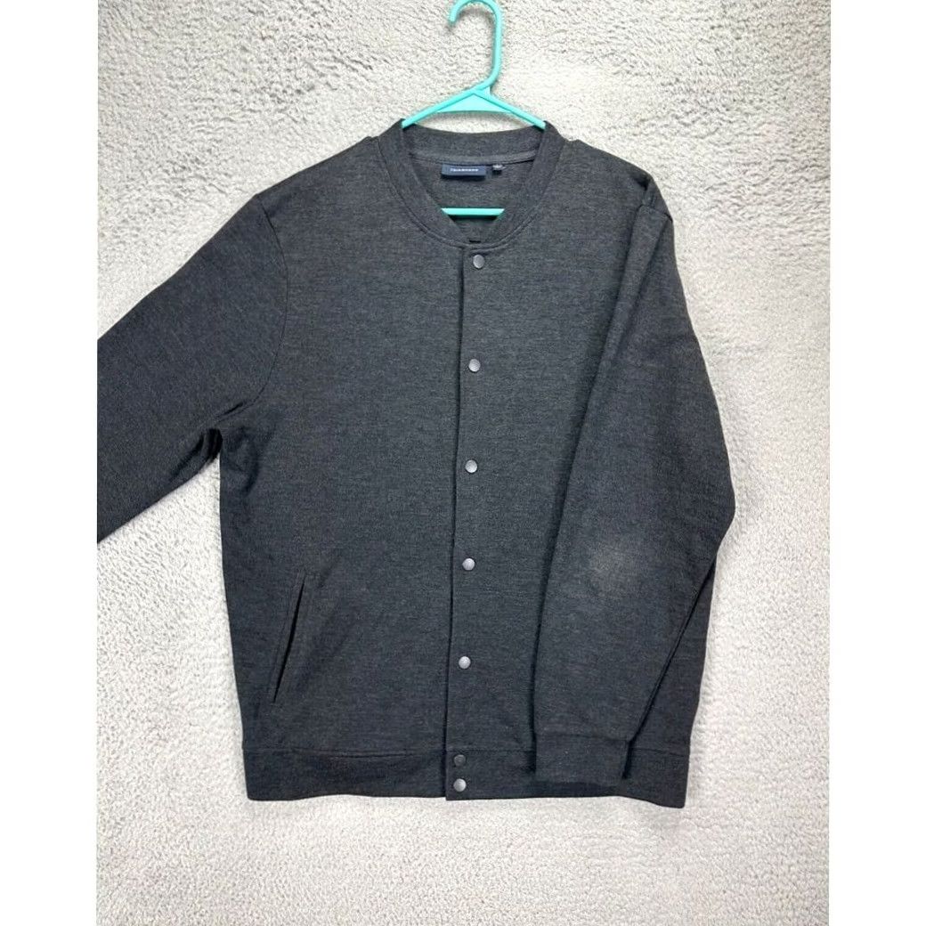 Vintage 7 Diamonds Sweater Mens Large Grey Nolan Jersey Knit Snap Button Up Jacket Golf Size US L / EU 52-54 / 3 - 3 Thumbnail