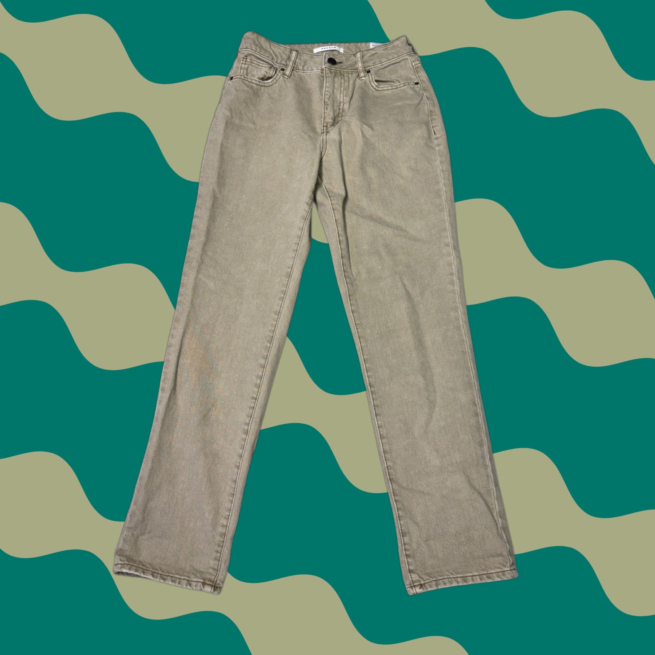 Pacsun VINTAGE PacSun Mom Jeans Tan Size 25X28 High Rise Straight Leg Casual Pants Size 42" / US 20 - 1 Thumbnail