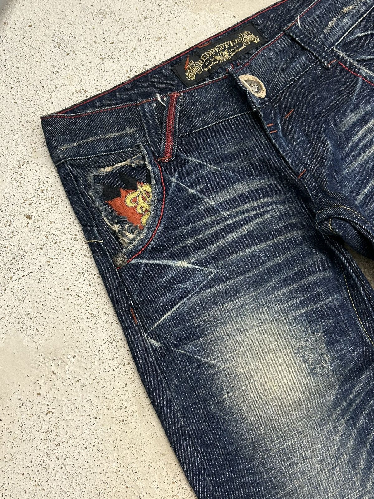 Hysteric Glamour Flare Red Pepper Japan Jean Patches Distressed Embroidery Size US 30 / EU 46 - 9 Thumbnail