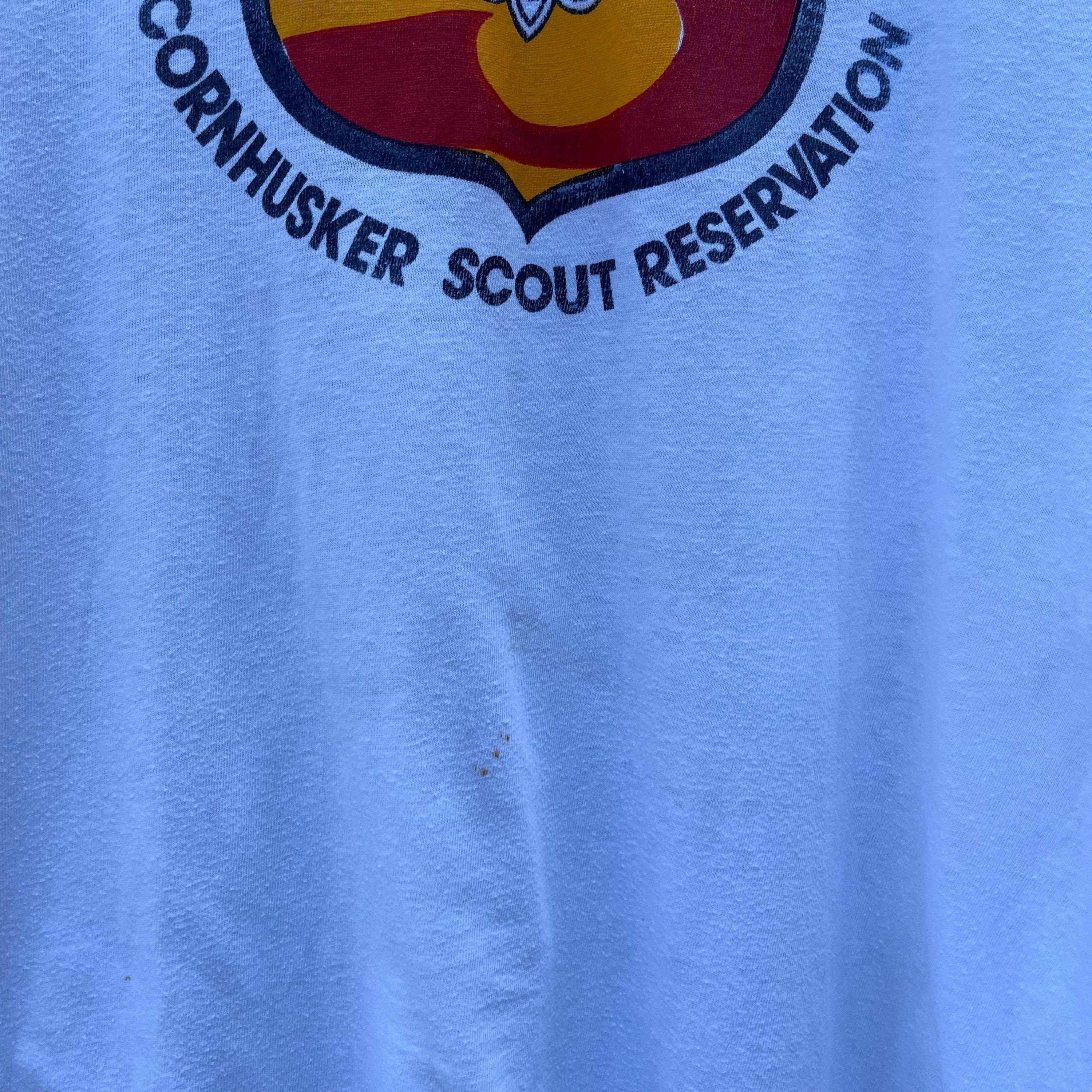 Hanes × Vintage 50's Vintage Cornhusker Boy Scout Reservation Hanes T-Shirt Size US L / EU 52-54 / 3 - 3 Thumbnail