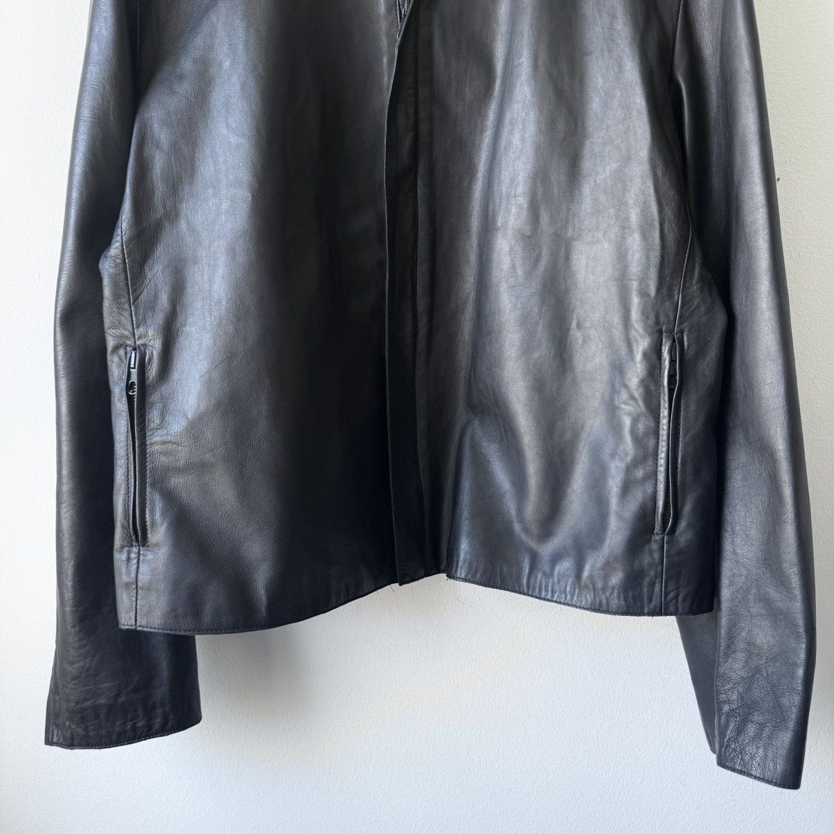 Emporio Armani Emporio Armani 1980’s Collarless Cropped Lamb Leather Jacket Size US M / EU 48-50 / 2 - 3 Thumbnail