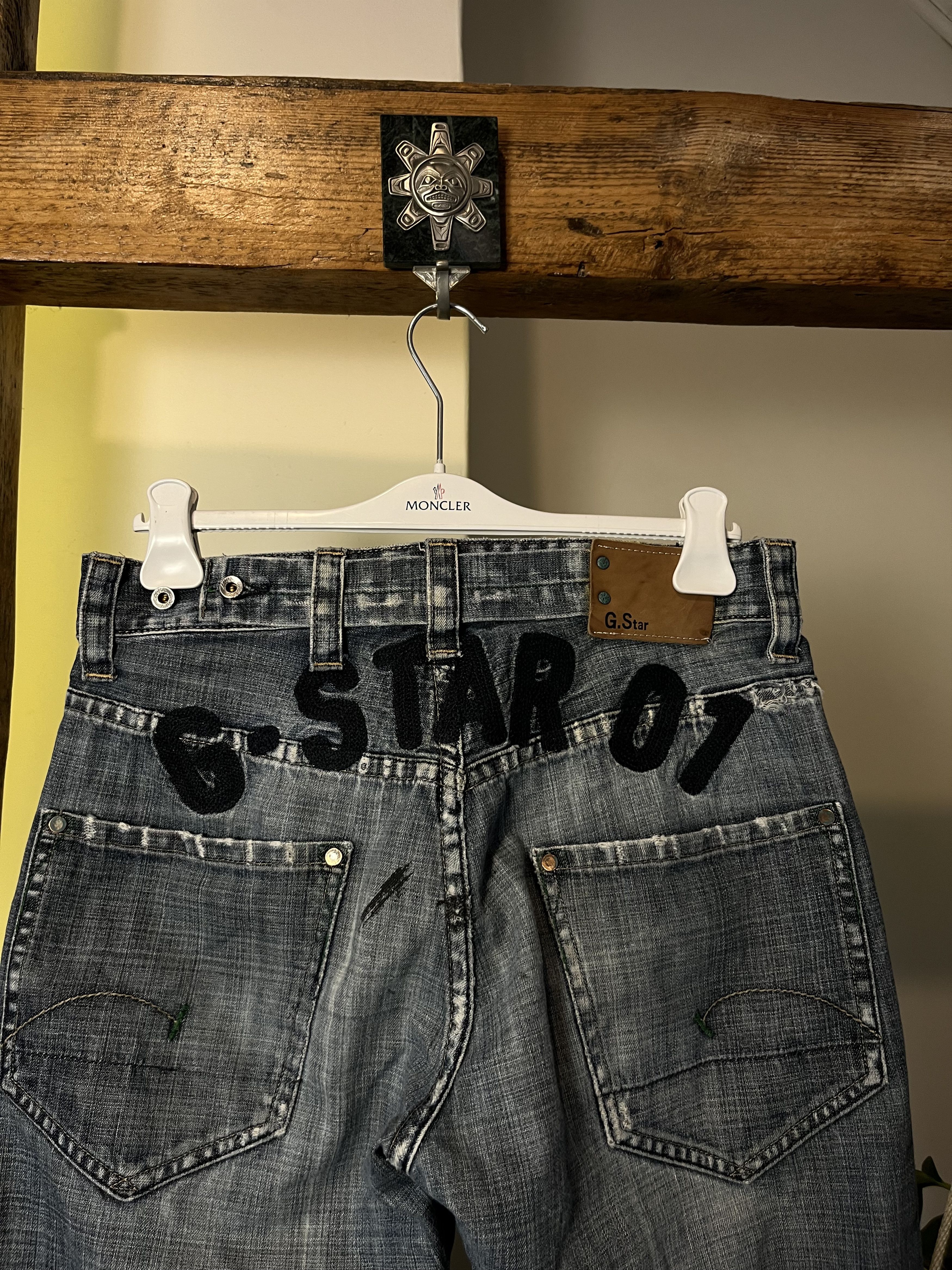 G-Star × Japanese Brand Distressed 90s G Star Raw Embroidered Logo Baggy Jeans Size US 31 - 7 Thumbnail
