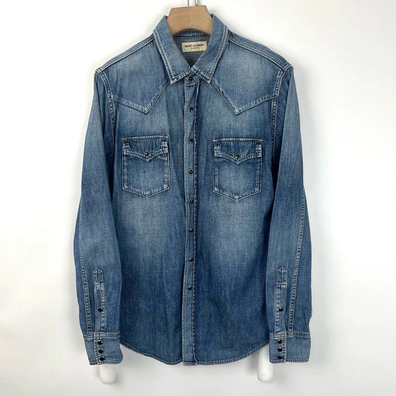 Saint Laurent Paris Saint Laurent Vintage Denim Shirt Size S Size US S / EU 44-46 / 1 - 1 Thumbnail