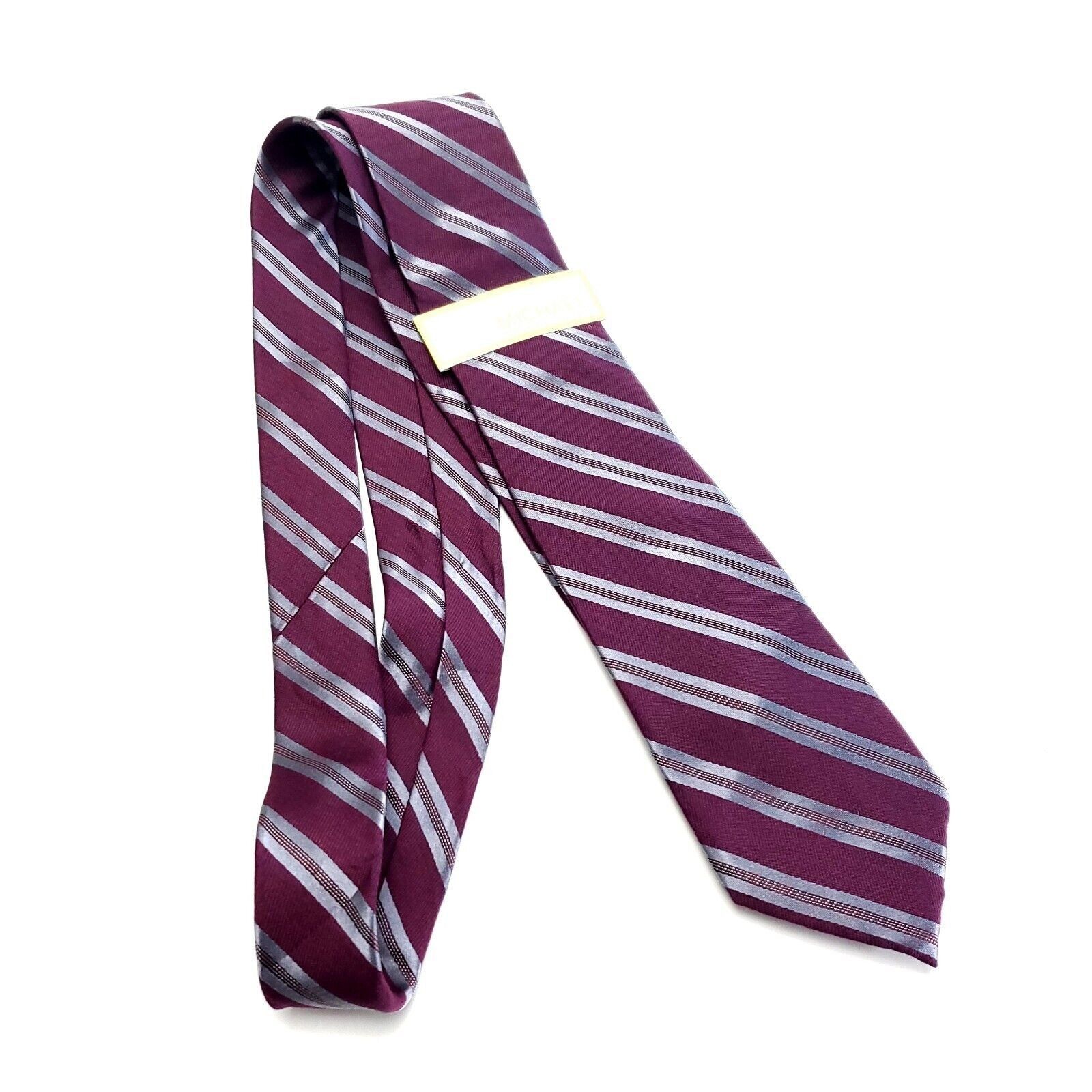 Michael Kors Michael Kors Silk Tie Woven Striped Maroon Red Skinny Size ONE SIZE - 6 Thumbnail