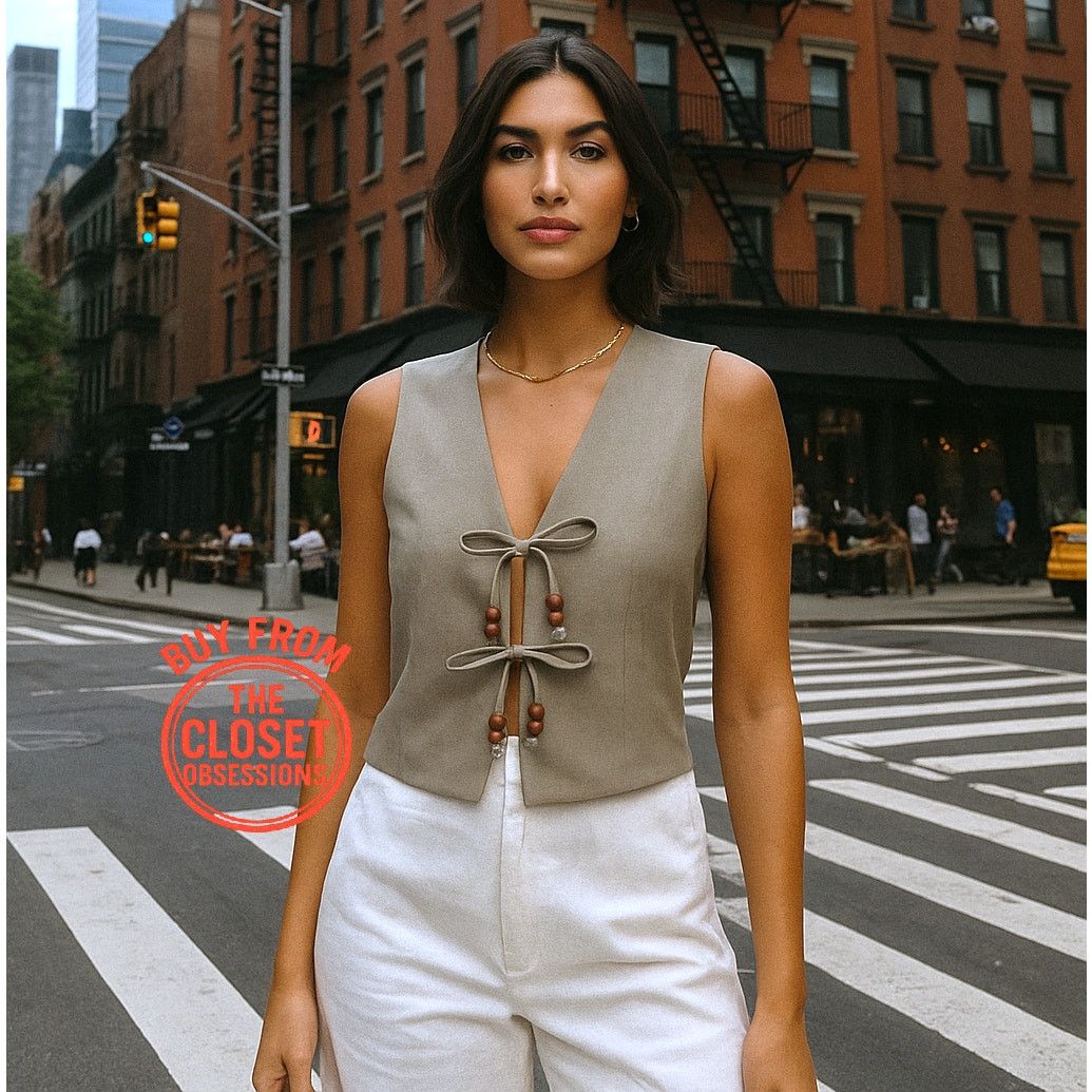 Zara ZARA Linen Tie-Front Vest NWT Size US L / EU 52-54 / 3 - 10 Thumbnail