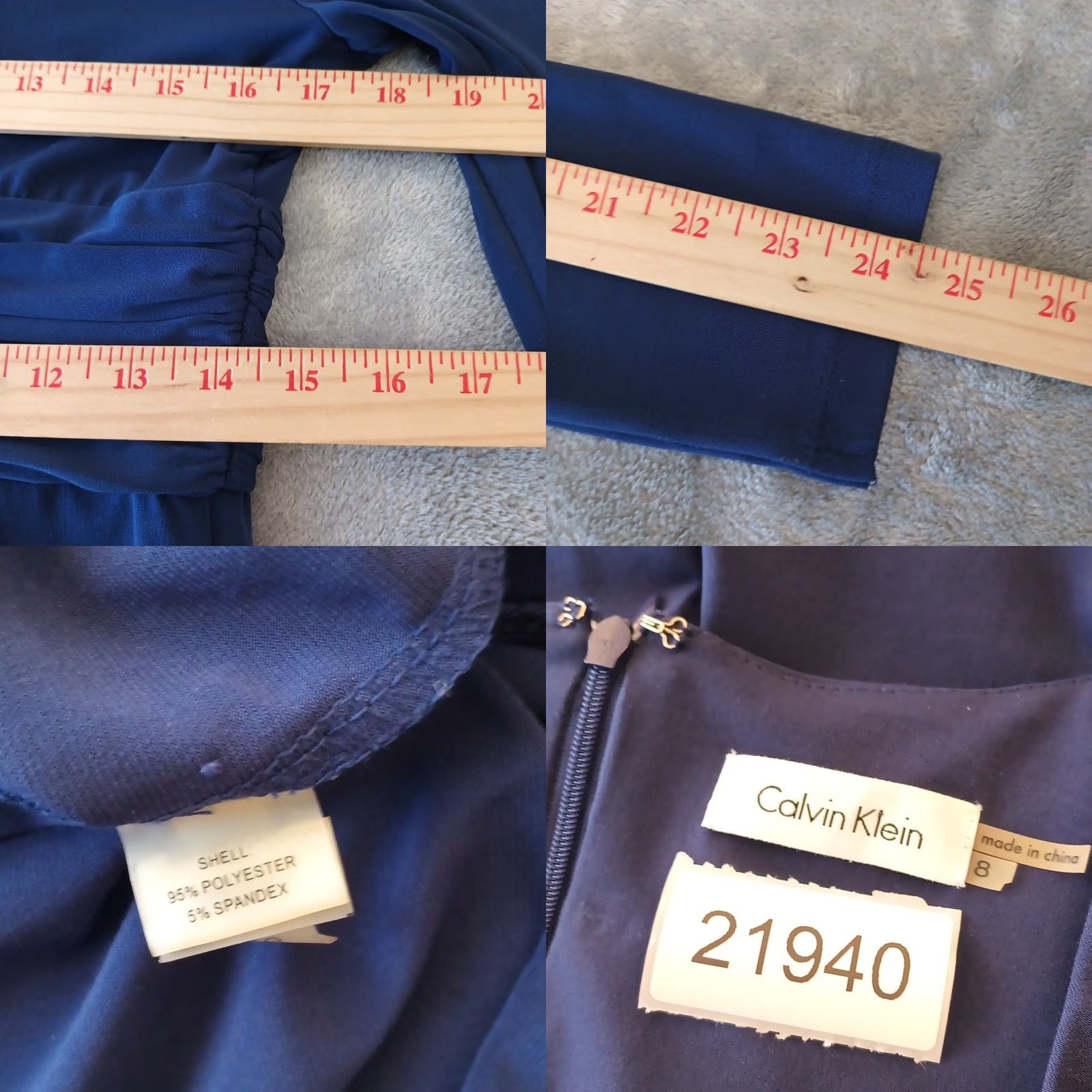 Calvin Klein Calvin Klein Dress Blue Long Sleeve V-Neck Ruched Stretch Knee Length 8 Women Dress Sheath Modern Vintage? Size M / US 6-8 / IT 42-44 - 8 Thumbnail