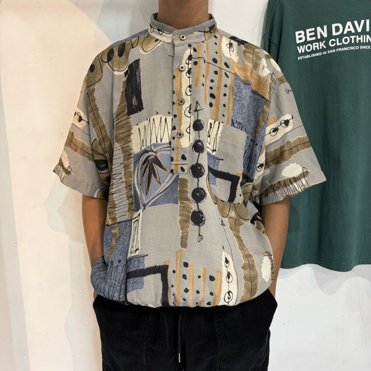 Vintage RUDOLPH VALENTINO vintage shirts abstart shanghai Size US L / EU 52-54 / 3 - 1 Thumbnail