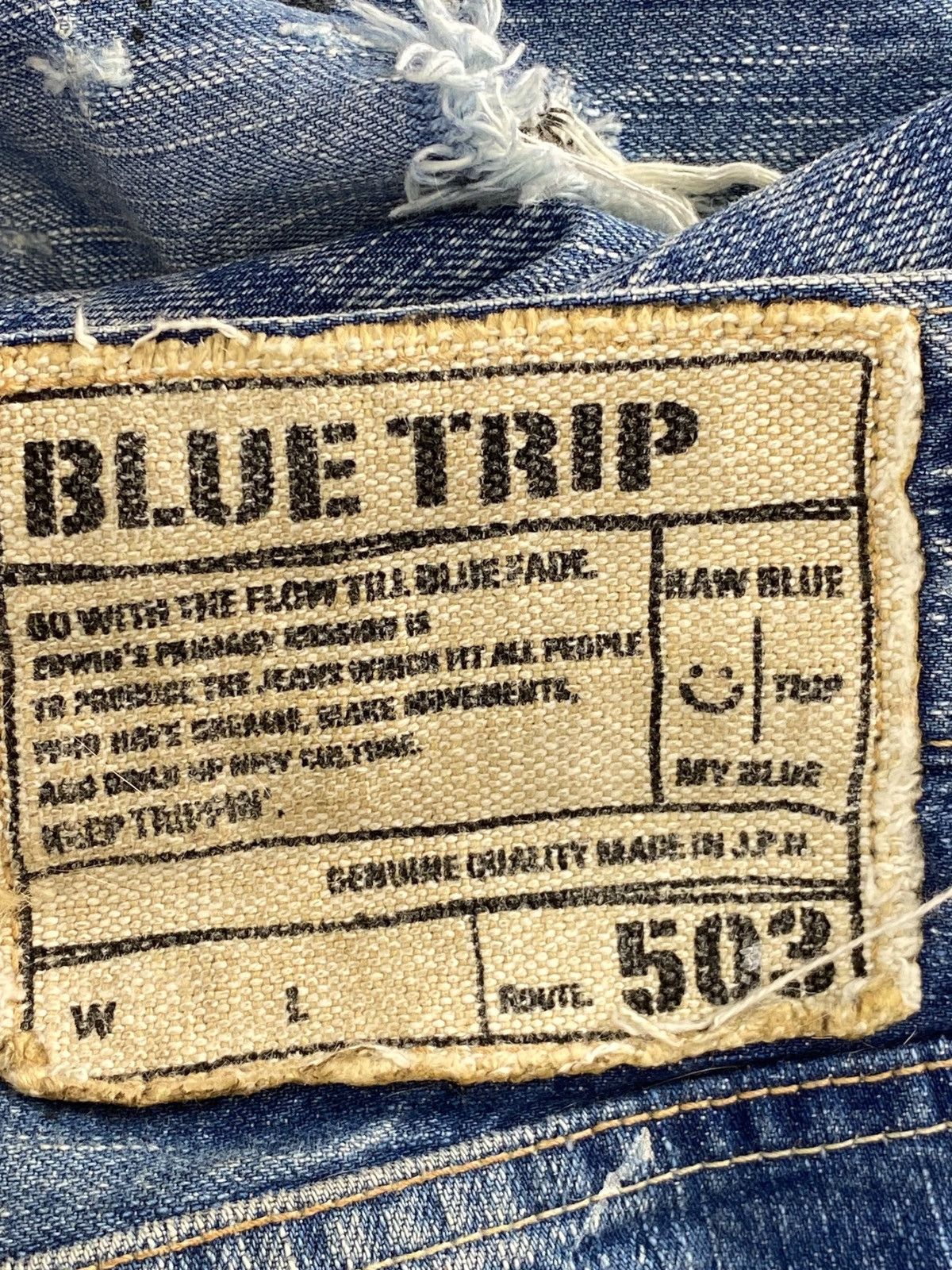 Japanese Brand Blue Trip Ripped With Paint Splatter Straight Leg Jeans Size US 32 / EU 48 - 11 Thumbnail