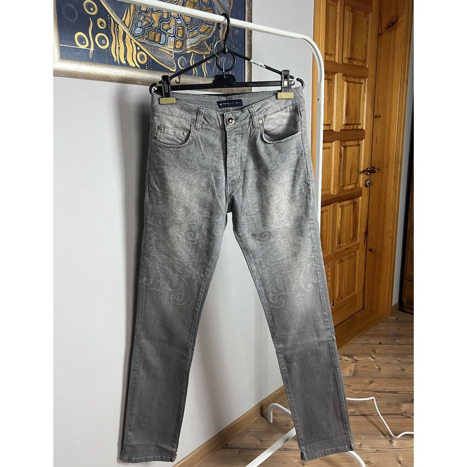 Etro NWT ETRO Paisley Men`s Gray Slim Fit Skinny Jeans Size 32 Size US 32 / EU 48 - 1 Thumbnail