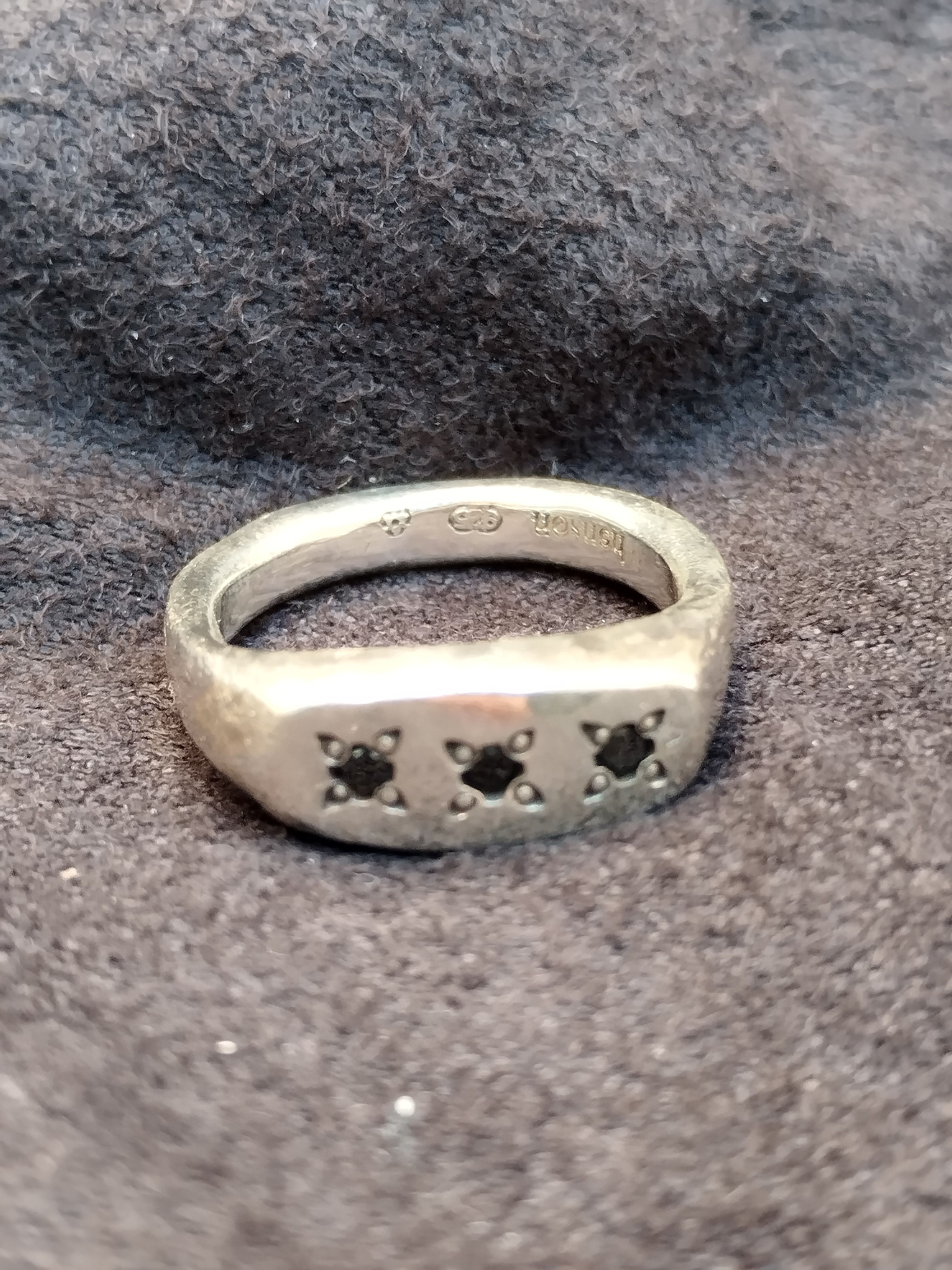 Henson Henson Black Diamond 925 Signet Ring Size ONE SIZE - 1 Thumbnail