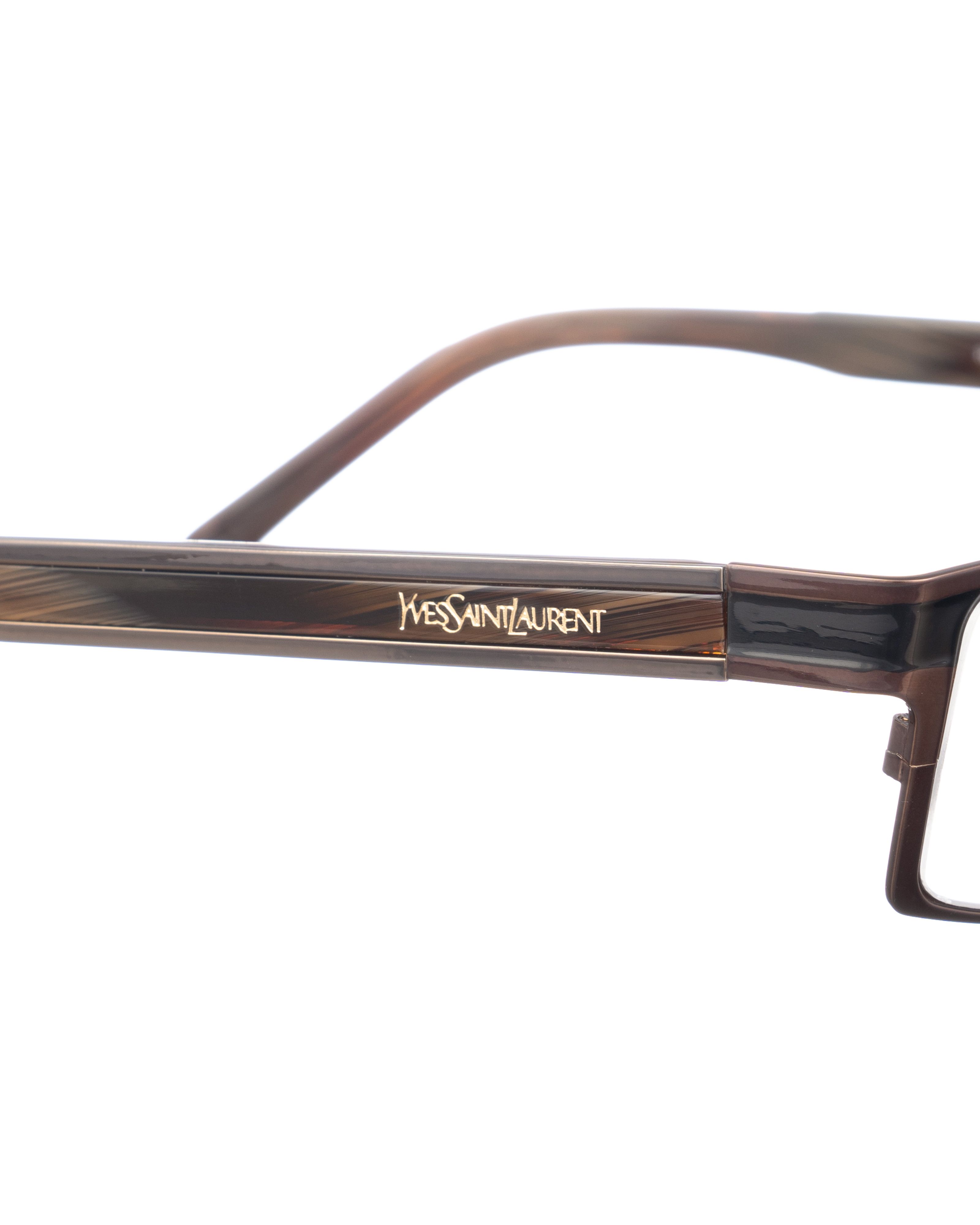 Yves Saint Laurent Yves Saint Laurent 00s Metallic Brown Aviator Type Glasses Size ONE SIZE - 3 Thumbnail