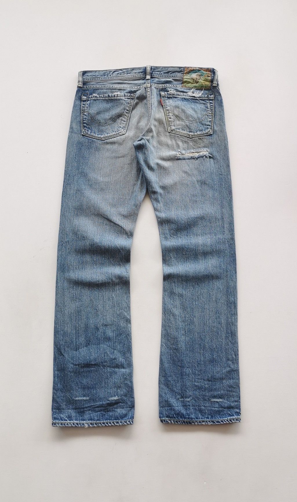Japanese Brand Rodeo Crowns Japan Twist Leg Distressed Jeans Size US 31 - 5 Thumbnail