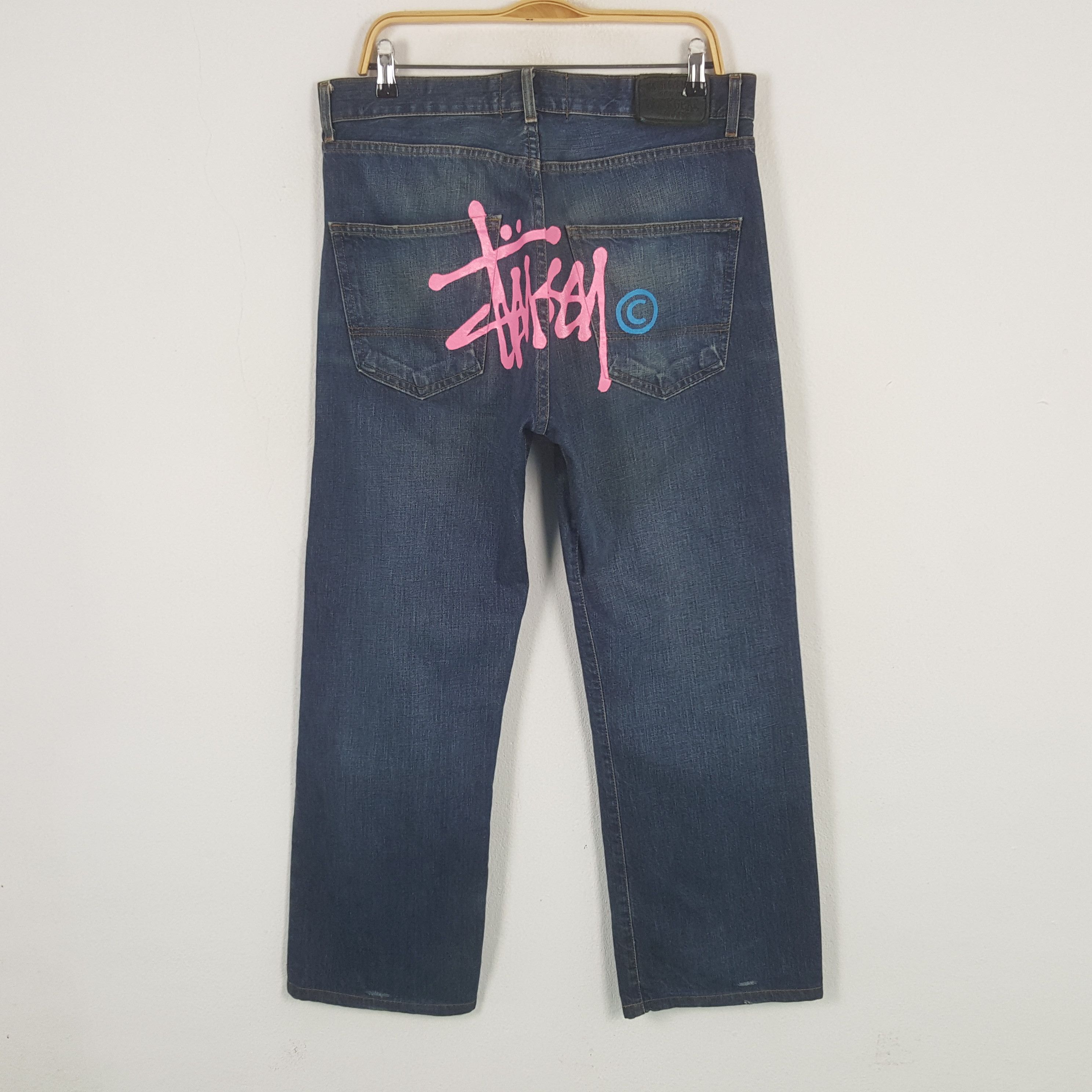 Stussy × Vintage Vintage Stussy Garment Workgear Custom Logo Denim Jeans Size US 33 - 1 Thumbnail