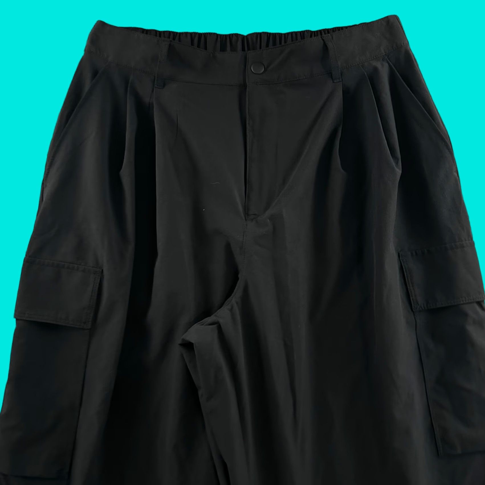 Gap Gap Fit Womens Pants Black Medium Petite Cargo Wide Leg Polyester Blend Size 30" / US 8 / IT 44 - 1 Thumbnail