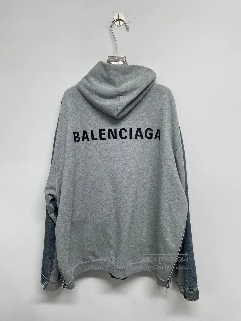 Balenciaga Balenciaga Patchwork Hooded Denim Jacket Size US XL / EU 56 / 4 - 5 Thumbnail