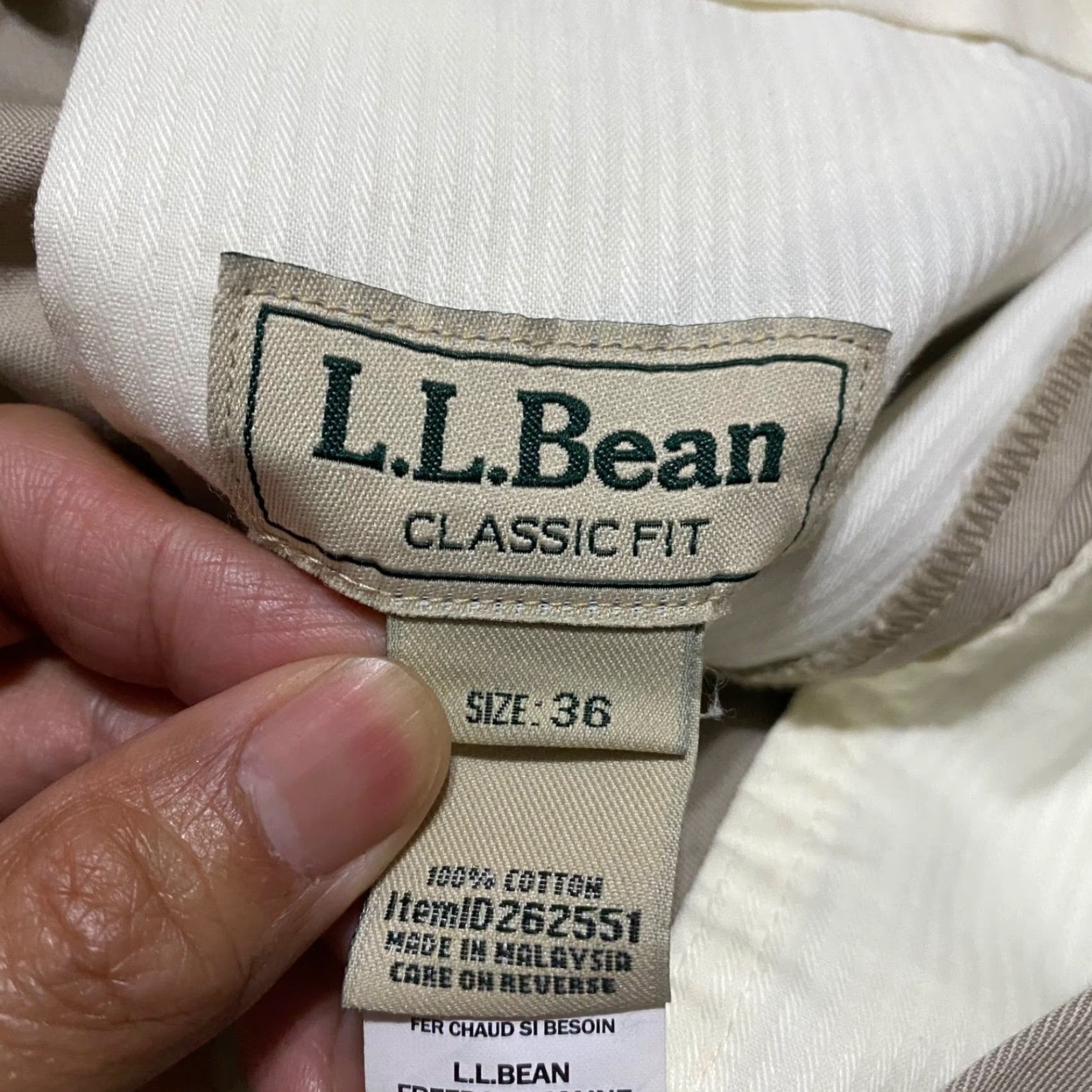 Vintage L.L. Bean Mens Pants Beige Khaki Straight Classic Fit High Rise Flat Front 34 Inseam 27 Headline Size US 34 / EU 50 - 3 Thumbnail