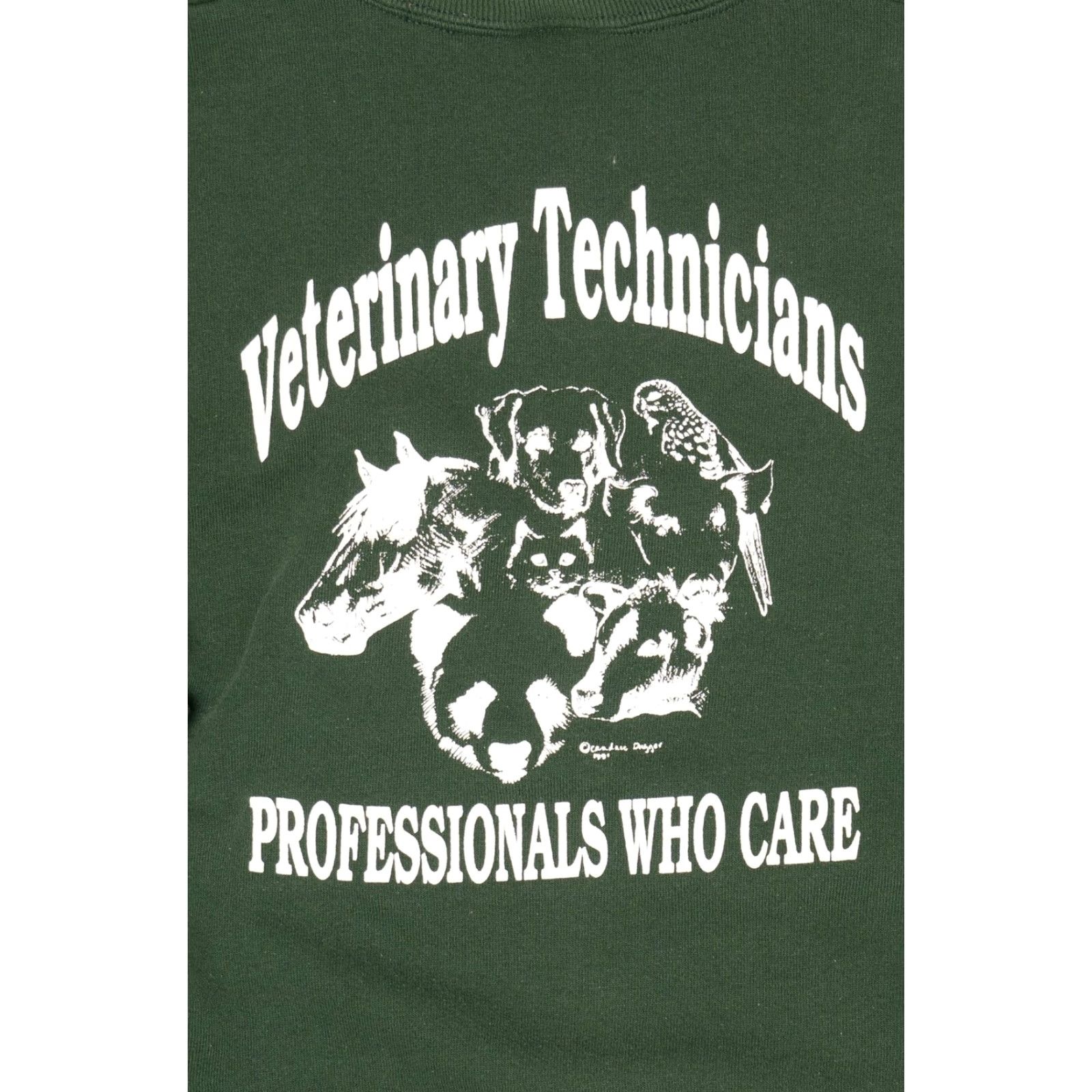 Jerzees VINTAGE Veterinary Technicians "Professionals Who Care" Sweatshirt 1990s Jerzees X-Large Green Mens Women? Size US XL / EU 56 / 4 - 3 Thumbnail