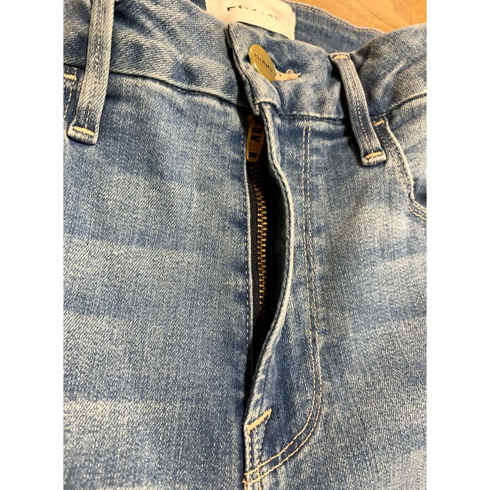 Frame FRAME Jeans Le Crop Flared Mini Boot Women 24x27 Paint Splatter Stretch Mid Rise Denim Cotton Blend Blue 27 Inseam Womens Jeans Size 42" / US 20 - 4 Thumbnail