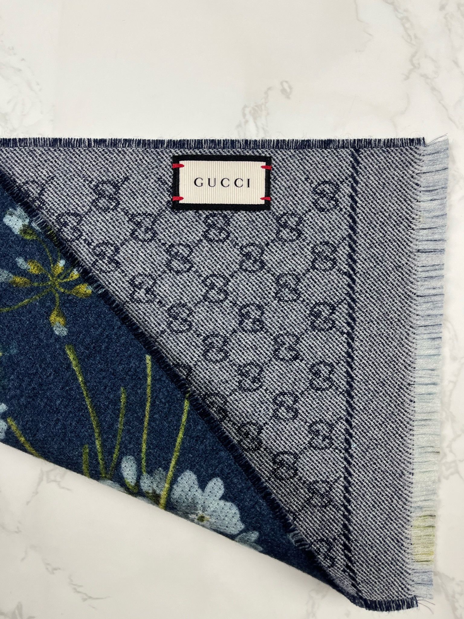 Gucci 🔥[SALE]🔥 Gucci Blooms Blue Wool Scarf Size ONE SIZE - 8 Thumbnail
