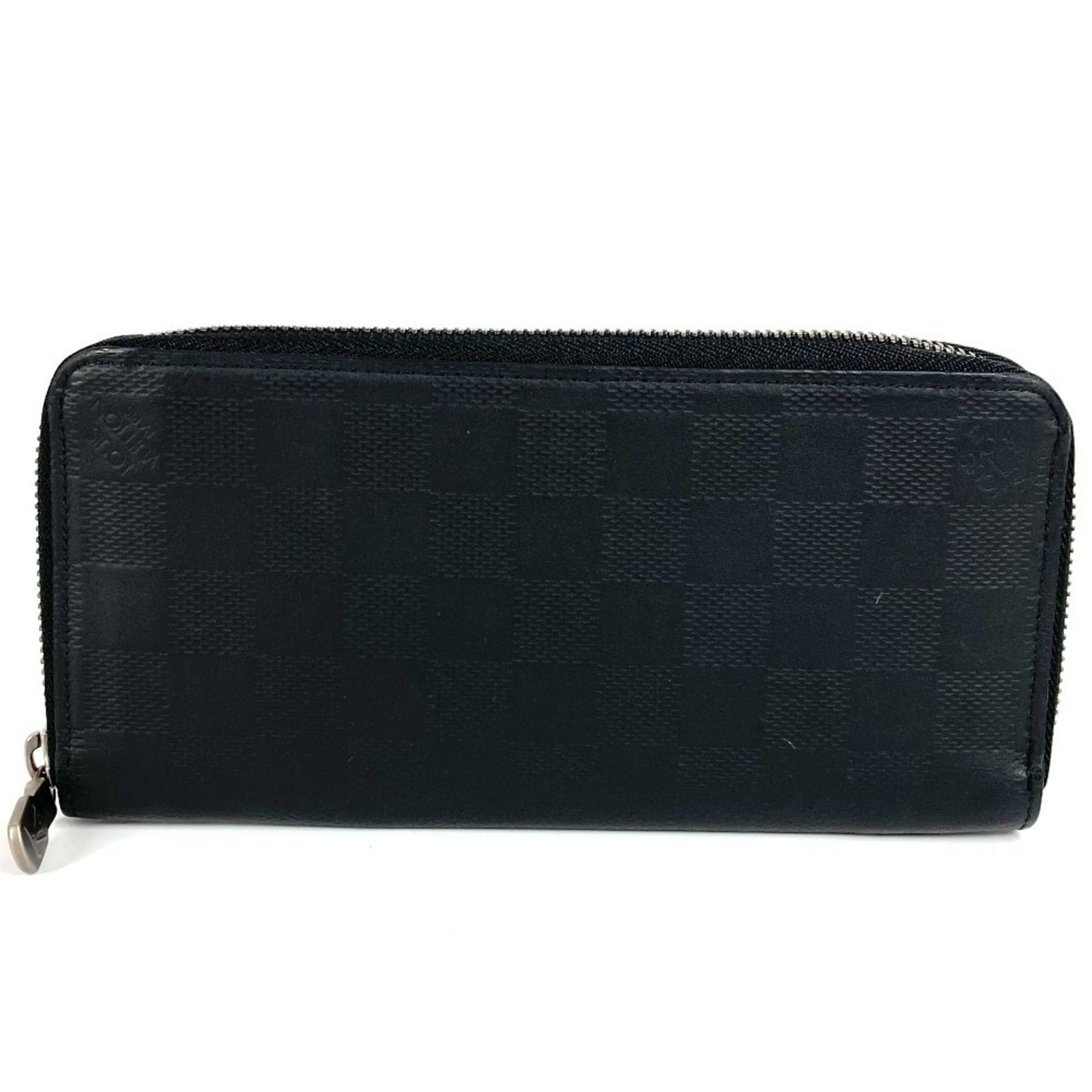 Louis Vuitton LOUIS VUITTON N63548 Damier Infini Zippy Wallet, Vertical Long Wallet with Round Zipper, Leather, Men's and Women's, Onyx Black Size ONE SIZE - 1 Thumbnail