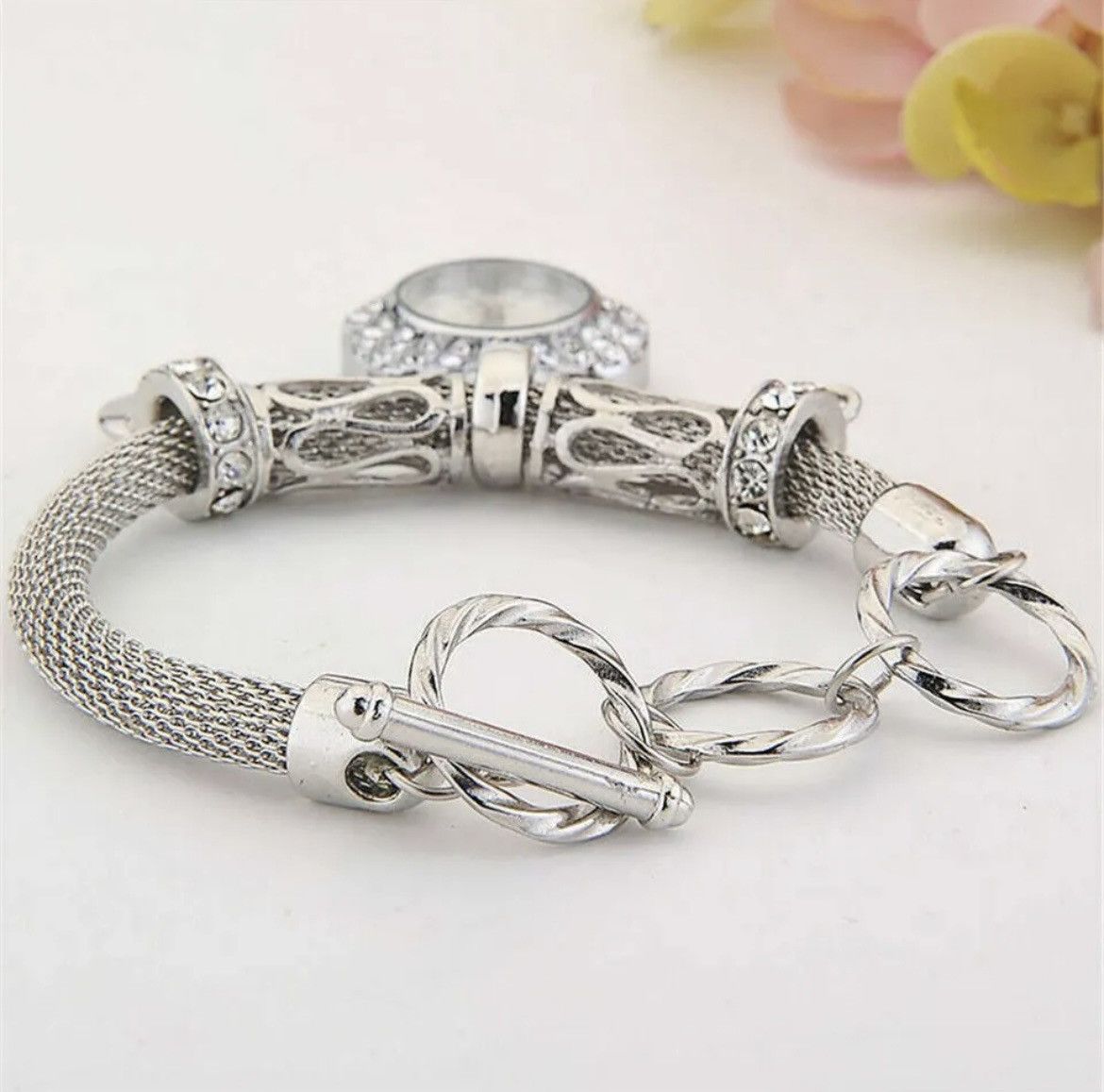 Other Silver Bangle Women's Wristwatch w/Crystal Accents (New) Size ONE SIZE - 2 Thumbnail