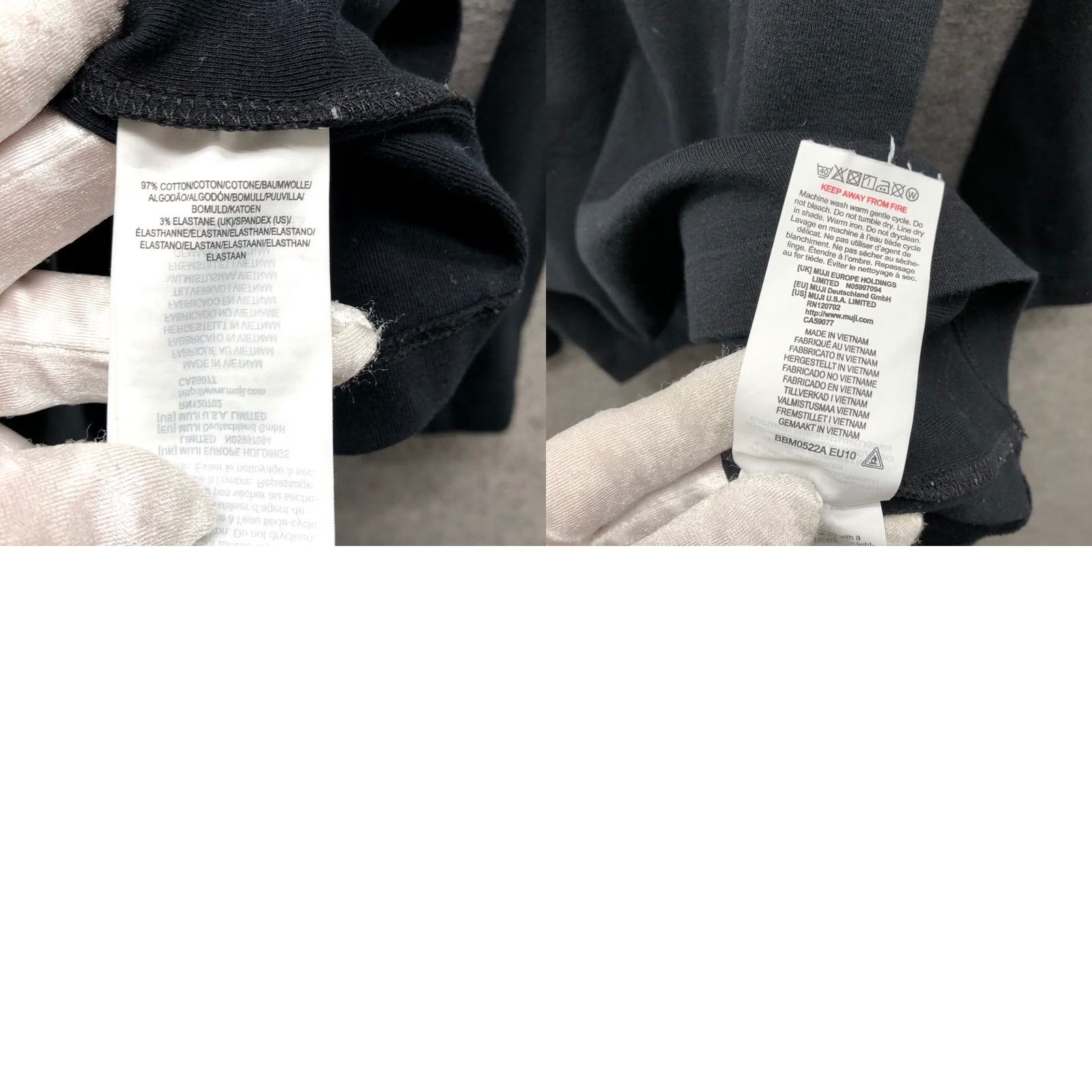 Muji Muji Mock Neck Long Sleeve T-Shirt Womens M Black Stretch Cotton Blend Size M / US 6-8 / IT 42-44 - 8 Thumbnail