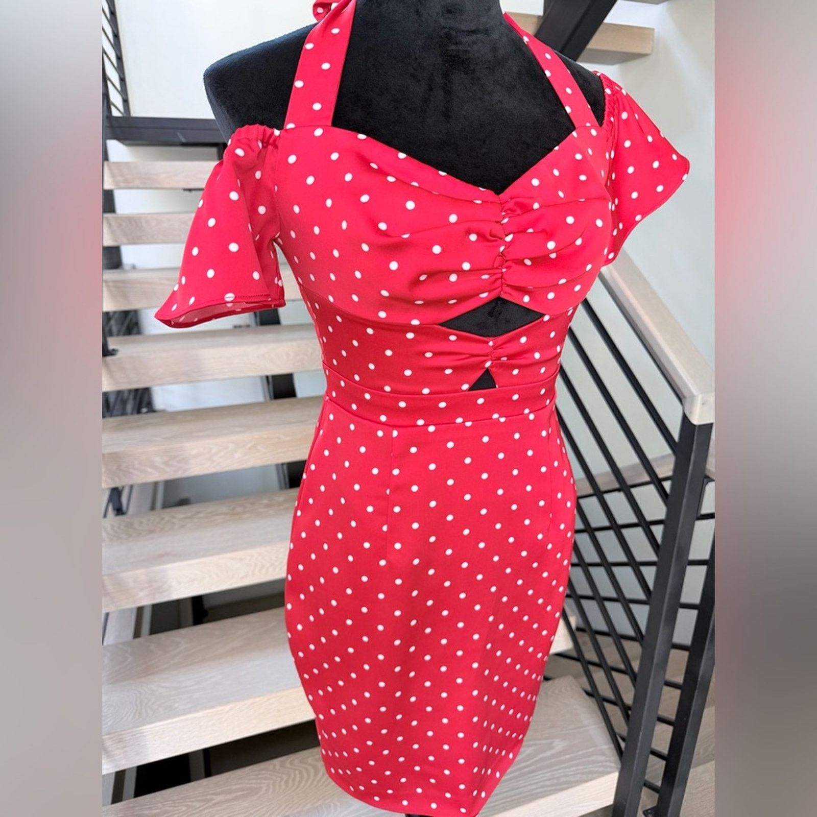 Other New Y2K Retro Vintage Red Polka Dot Off-Shoulder Dress S Size S / US 4 / IT 40 - 5 Thumbnail