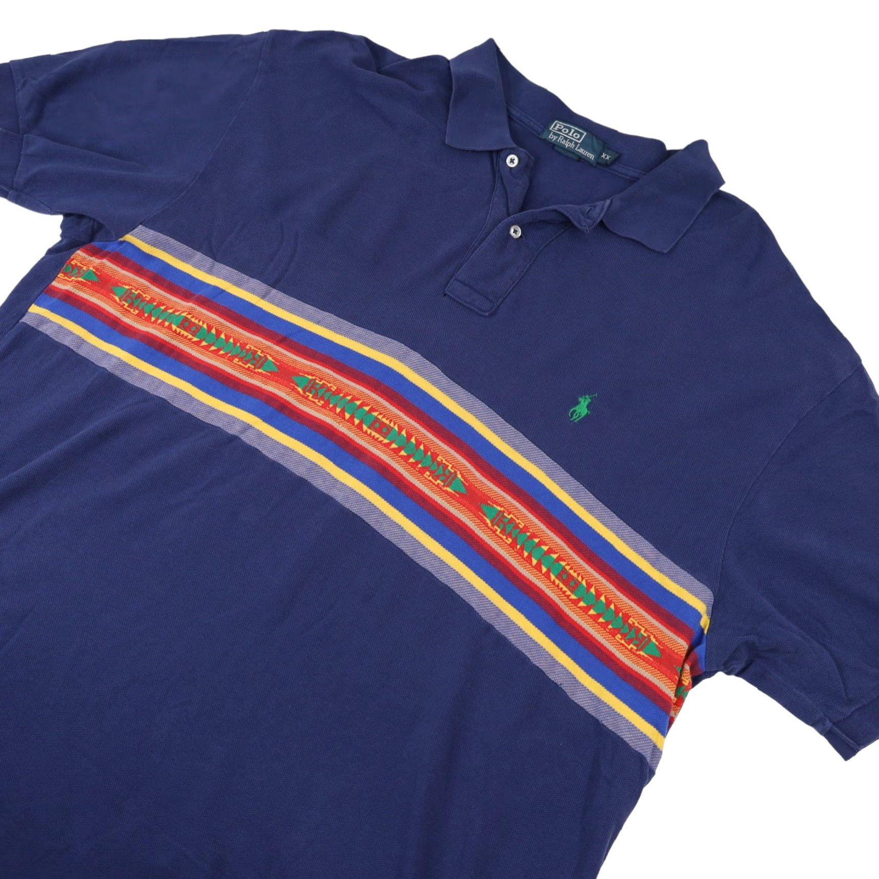 Polo Ralph Lauren VINTAGE Polo Ralph Lauren Mens XXL Aztec Pattern Polo Shirt Blue Size US XXL / EU 58 / 5 - 2 Thumbnail