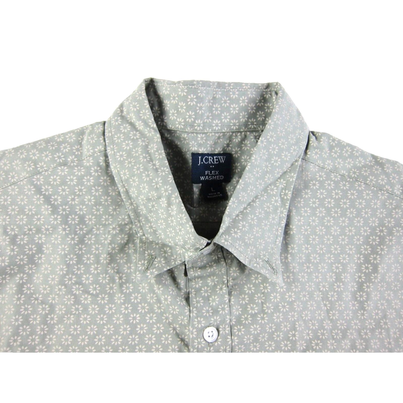 J.Crew J.Crew Flex Washed Cotton Green Floral Short Sleeve Button Down Shirt Men L Size US L / EU 52-54 / 3 - 4 Thumbnail
