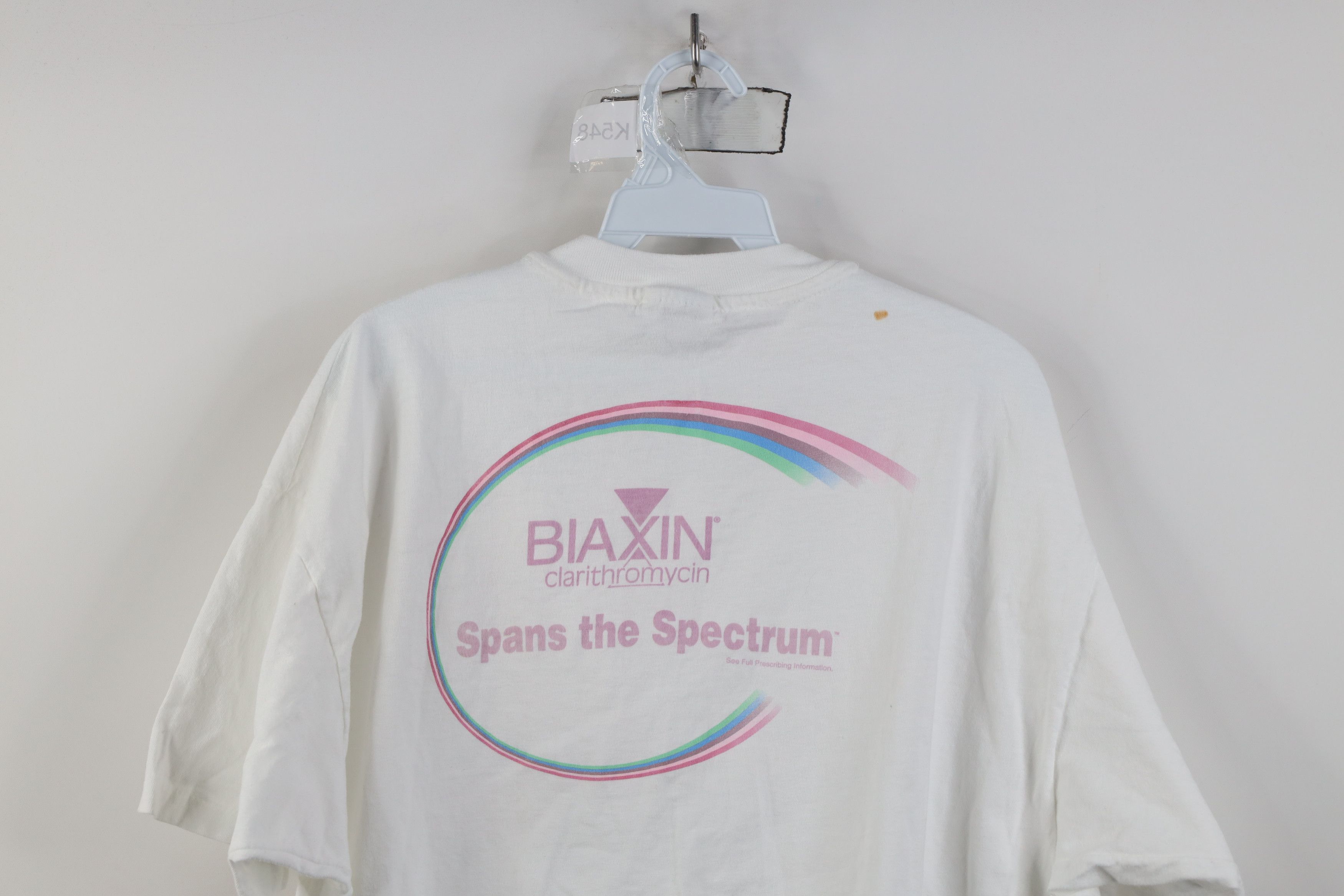 Vintage Vintage 90s Clarithromycin Short Sleeve T-Shirt White USA Size US XL / EU 56 / 4 - 12 Thumbnail