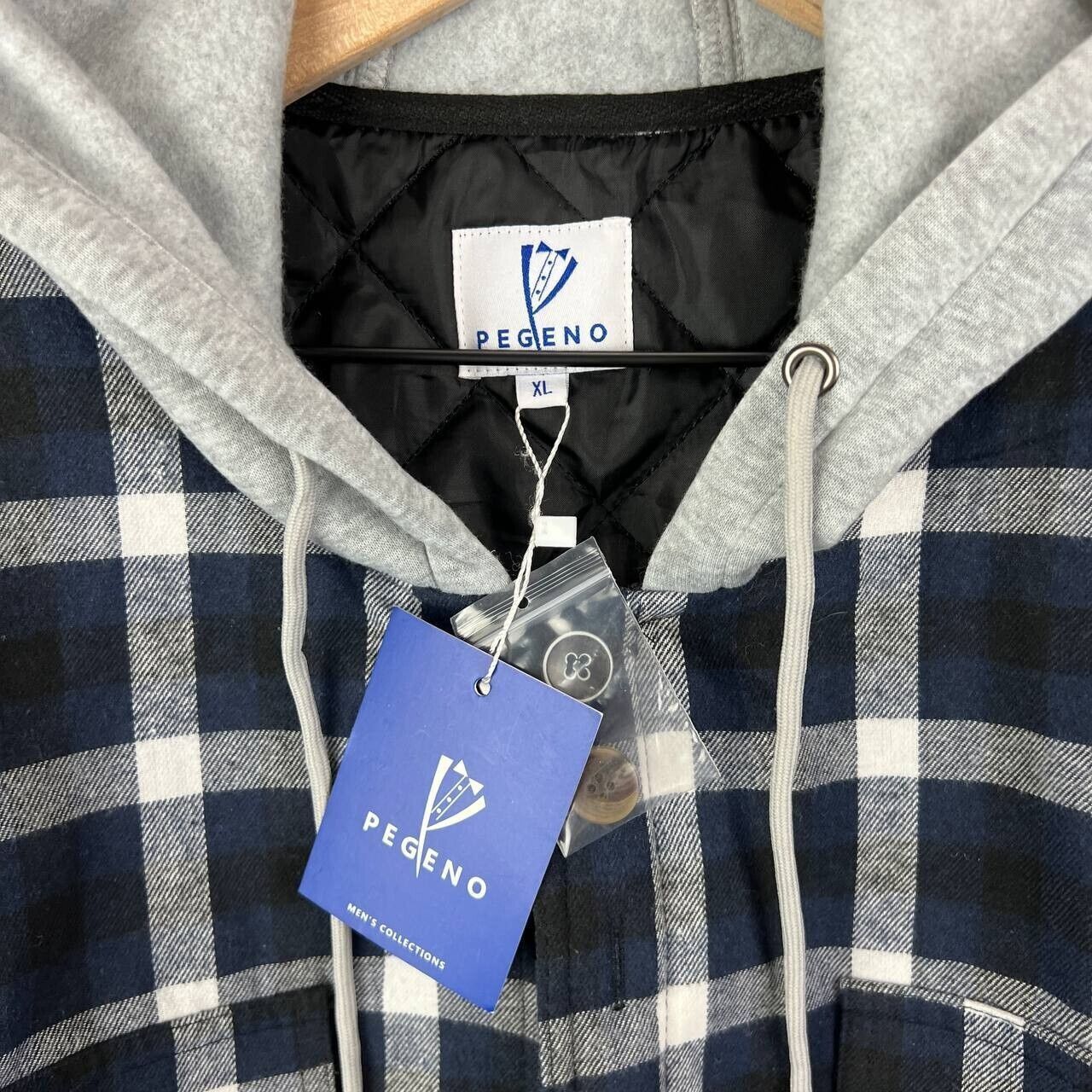 Other Pegeno Plaid Button Quilted Long Sleeve Flannel Hoodie Size US XL / EU 56 / 4 - 3 Thumbnail