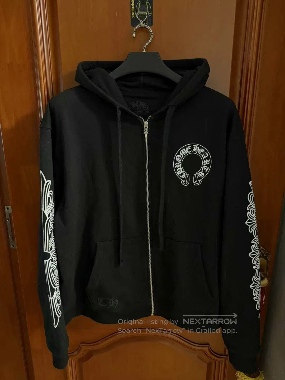 chrome hearts cross flower zip jacket.
